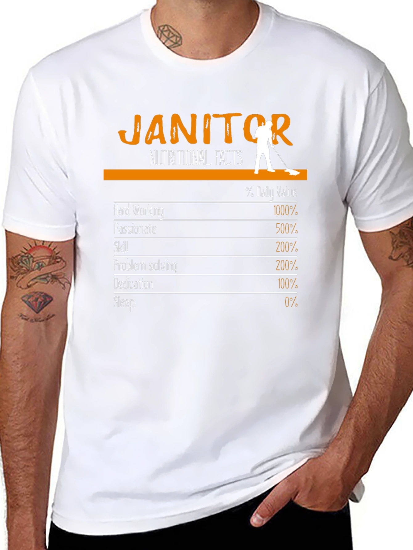 Black Janitor Nutritional Facts Graphic Tee view 8