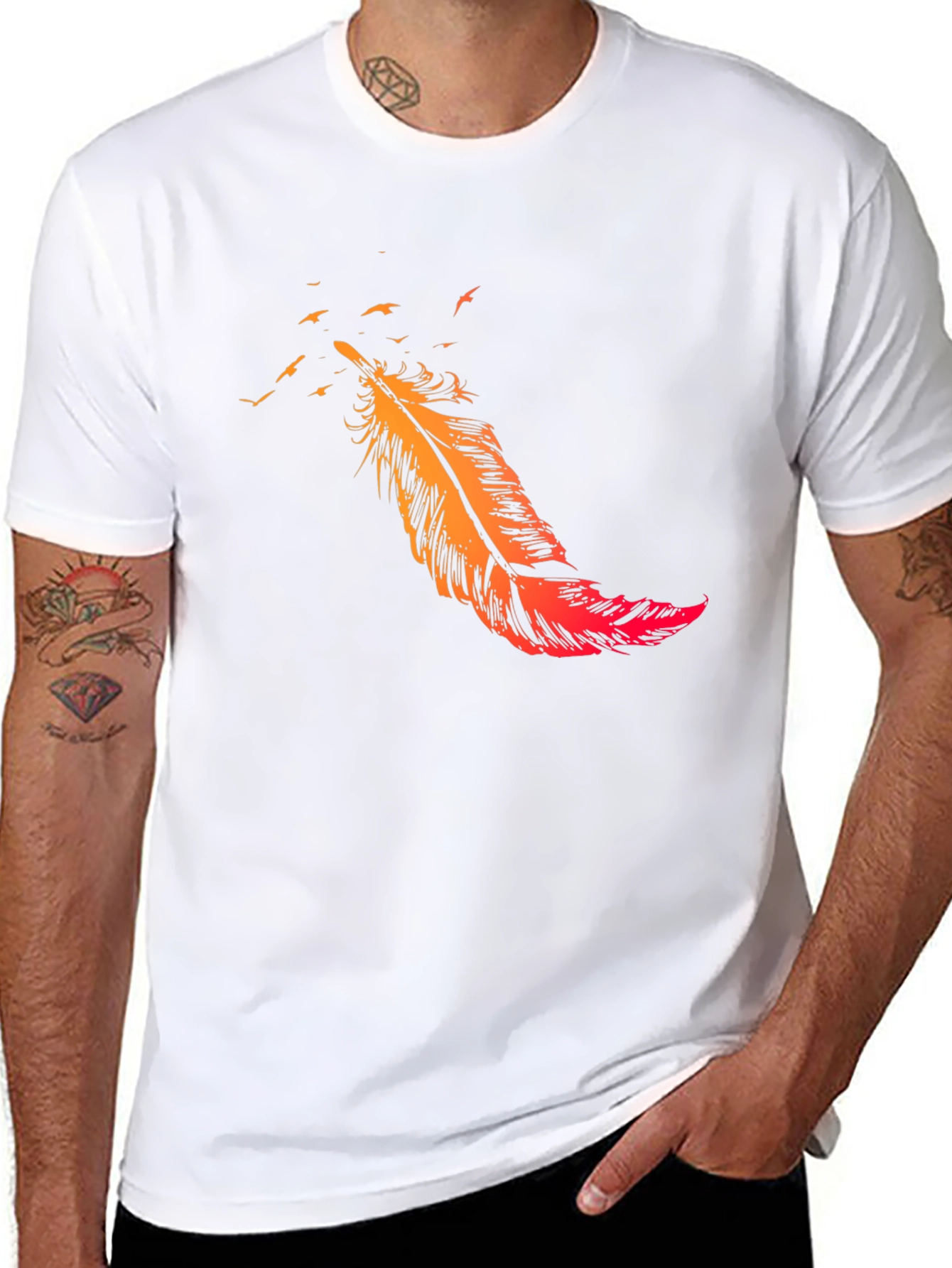 Black Feather Flight Black T-Shirt view 8