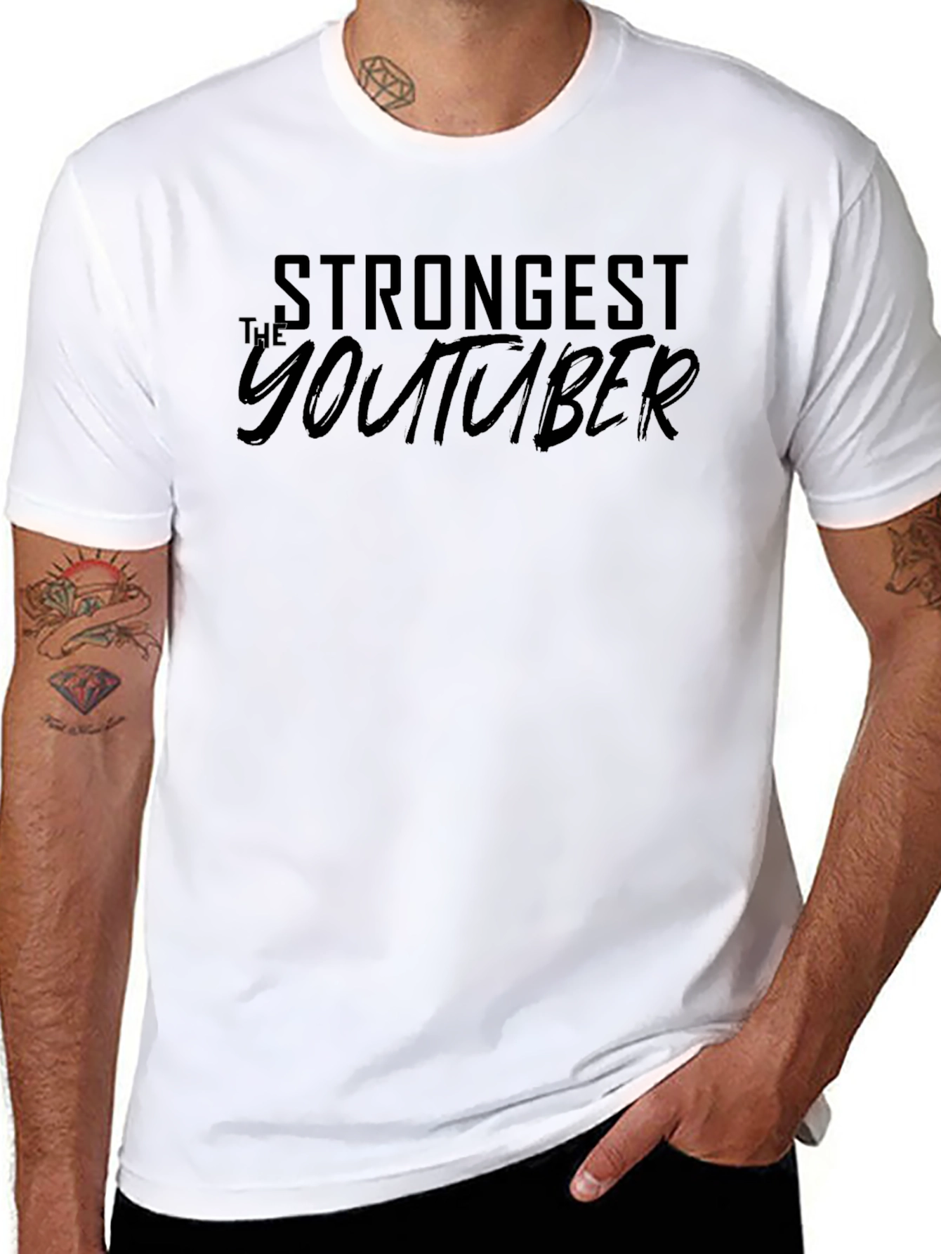 Black Strongest Youtuber Black Cotton Graphic T-Shirt view 8