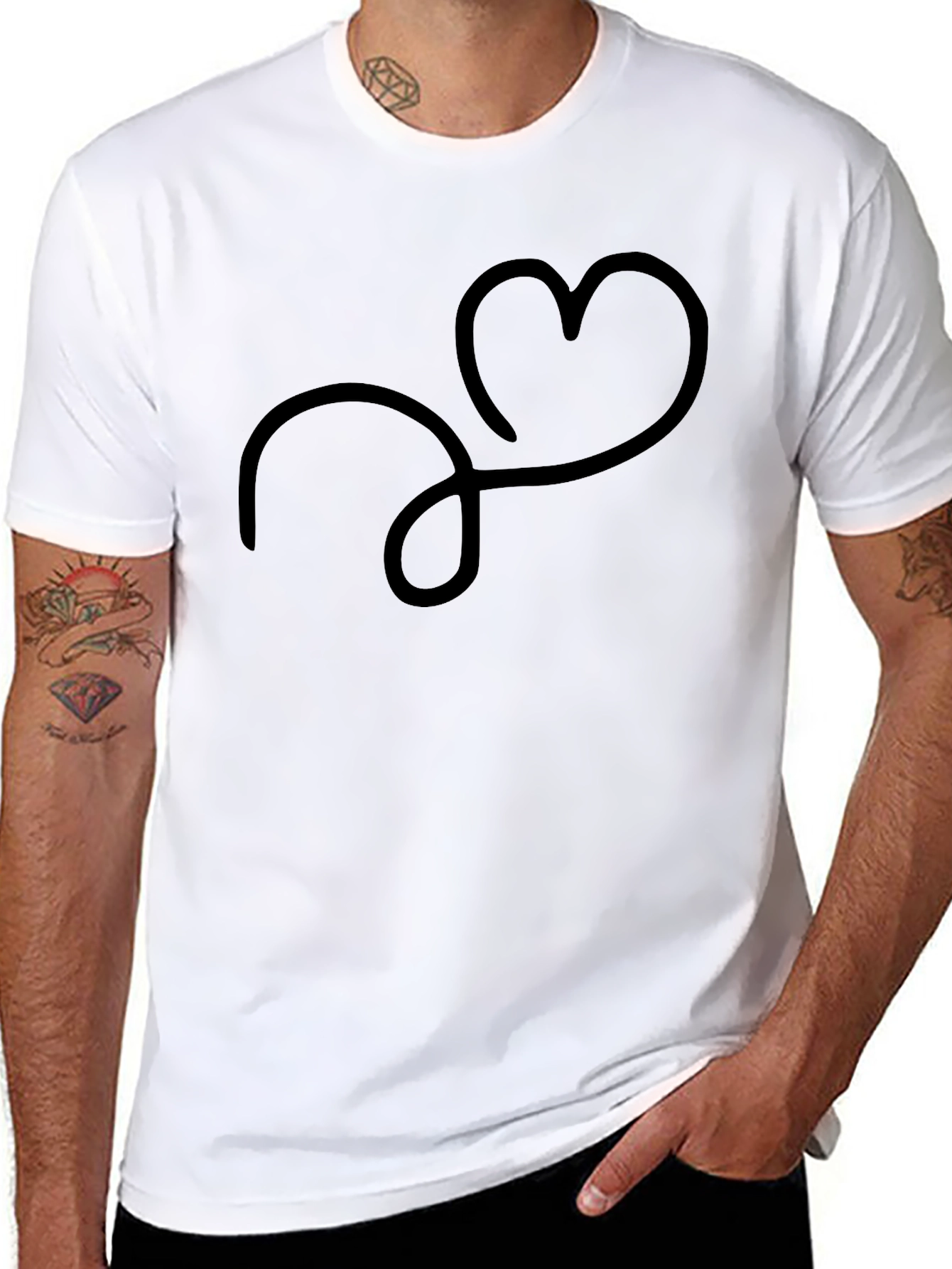 Black Minimalist Heartbeat T-Shirt - Soft Cotton Tee view 8