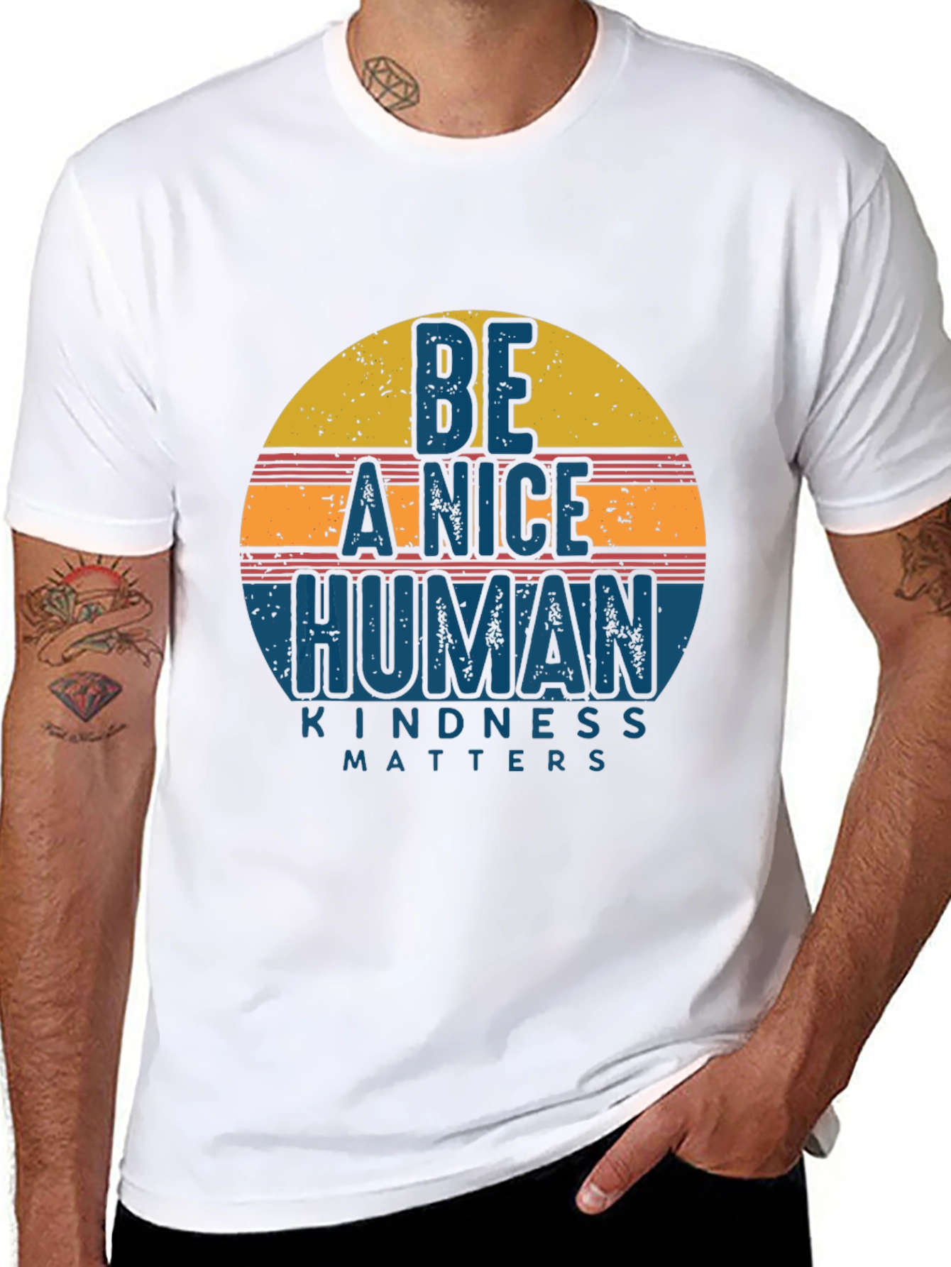 Black Be A Nice Human Kindness Matters Graphic Tee view 8