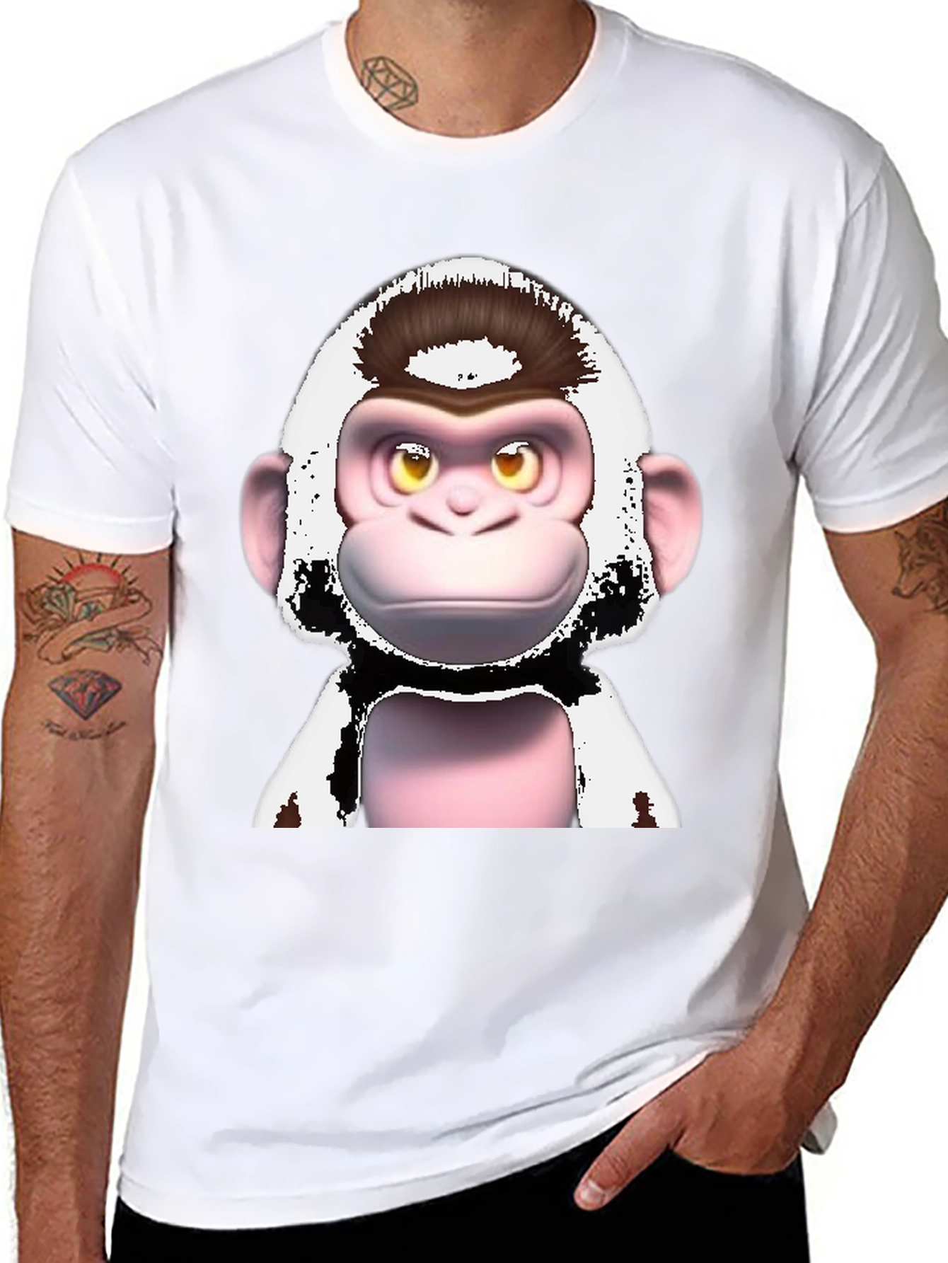 Black Funky Monkey Graphic T-Shirt - Black Cotton Tee view 8