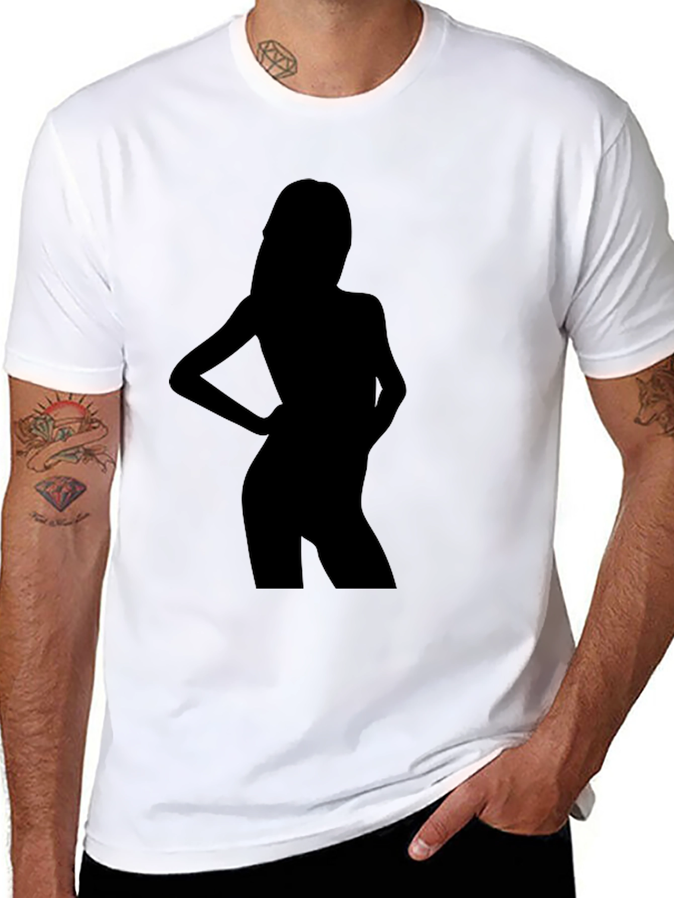 Black Silhouette Graphic Tee - Trendy Black T-Shirt view 8