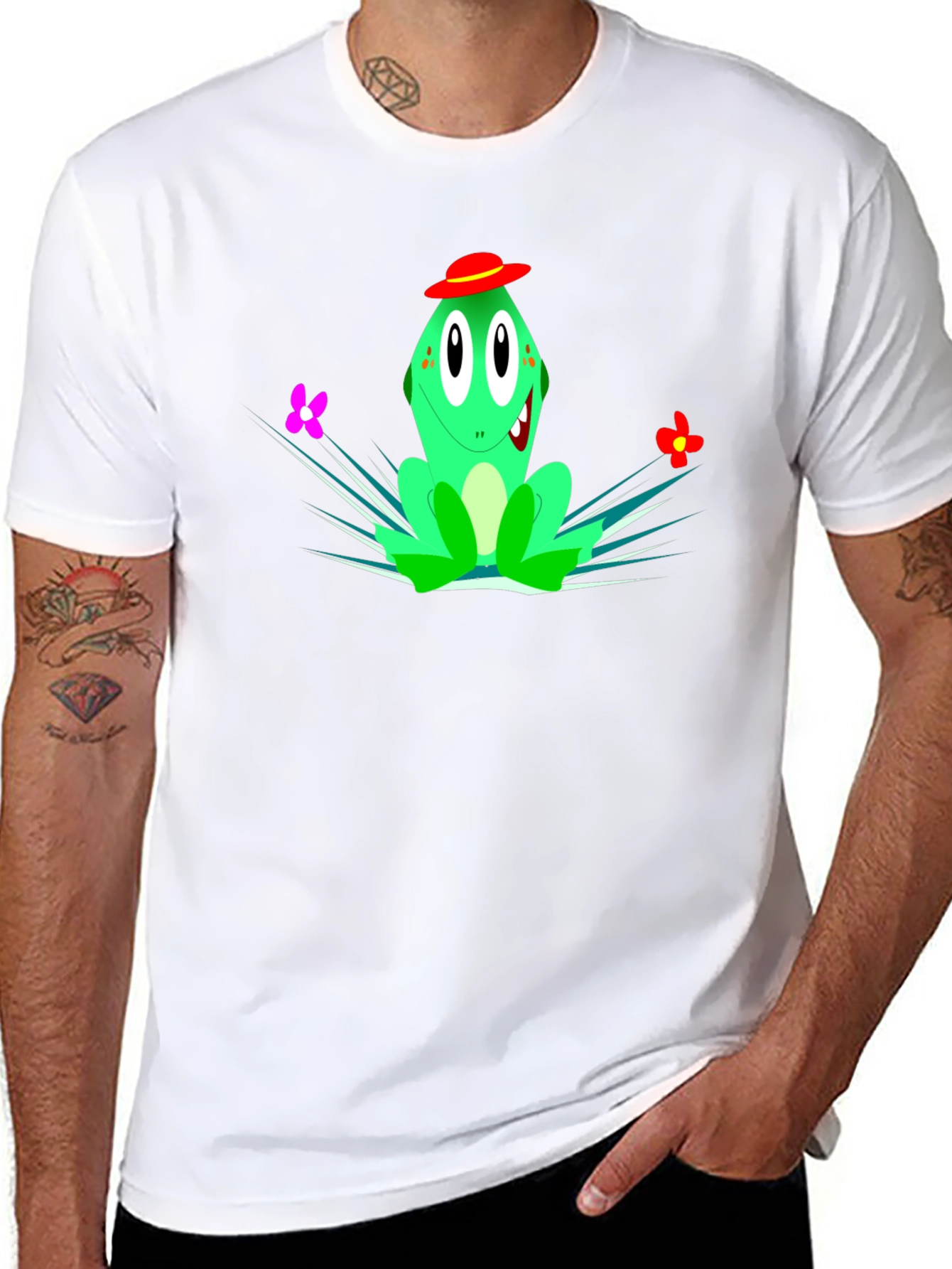 Black Cartoon Frog Graphic Tee - Quirky Style view 8