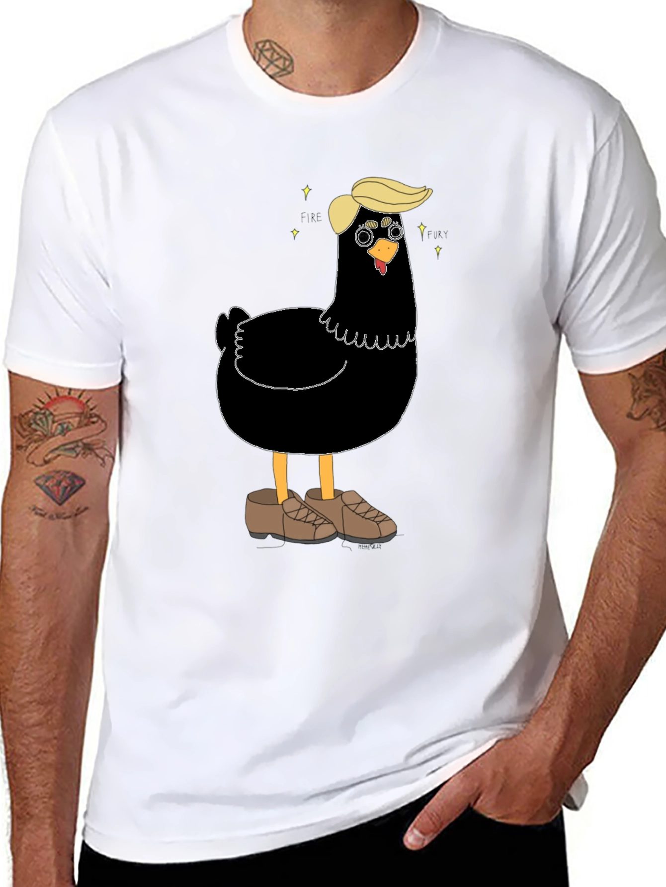 Black Novelty Trump Chicken Graphic Tee - Quirky Fun view 8