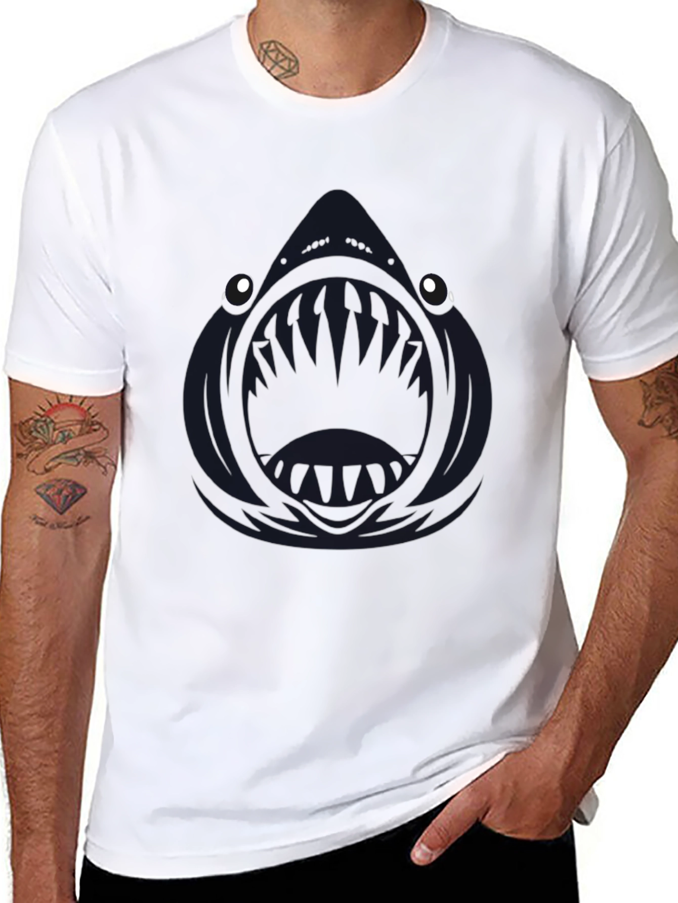 Black Men's Black Angler Fish Graphic T-Shirt view 8