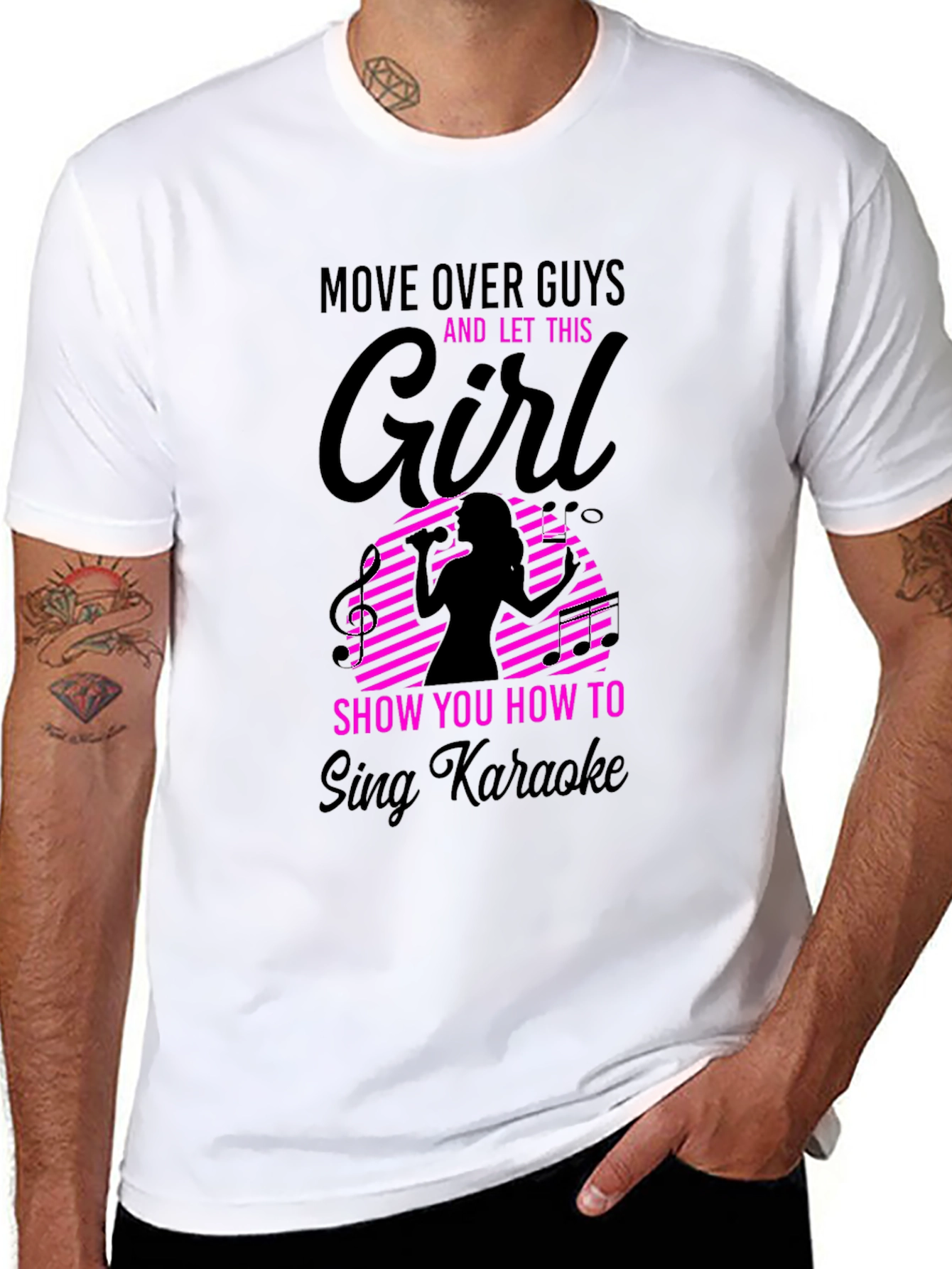 Black Move Over Guys Karaoke Girl Graphic Tee view 8