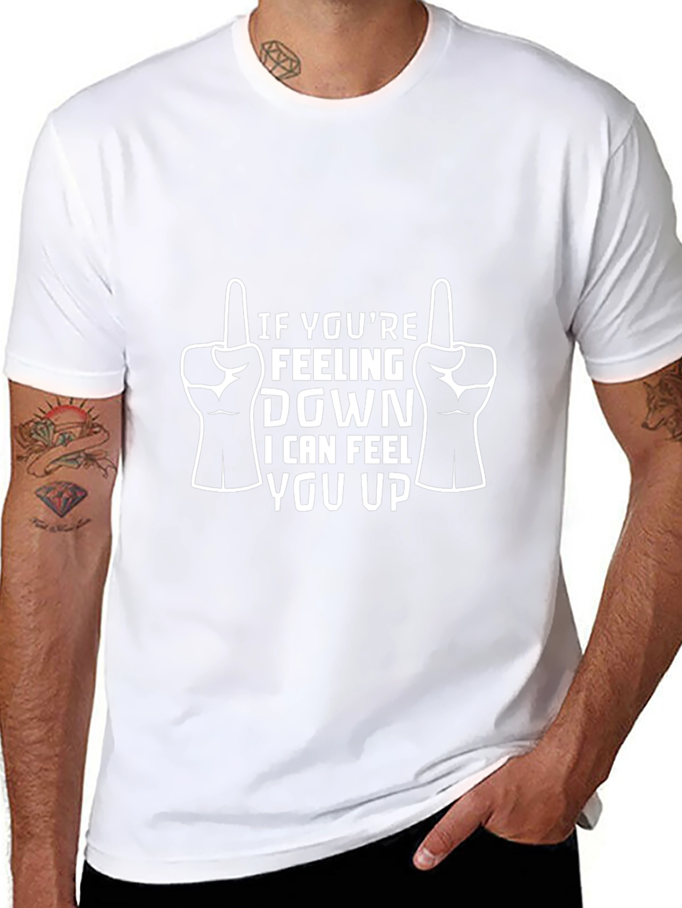 Black Funny Graphic Tee - I Can Feel You Up Humor T-Shirt view 8