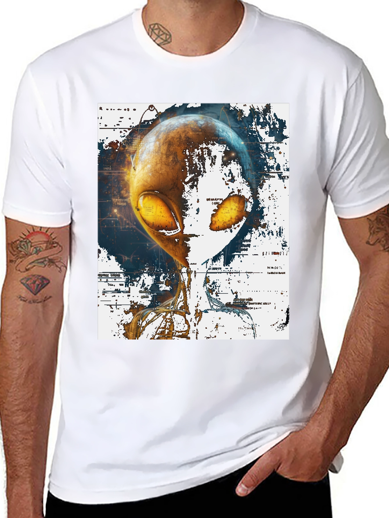 Black Alien Graphic Print T-Shirt - Sci-Fi Streetwear view 8