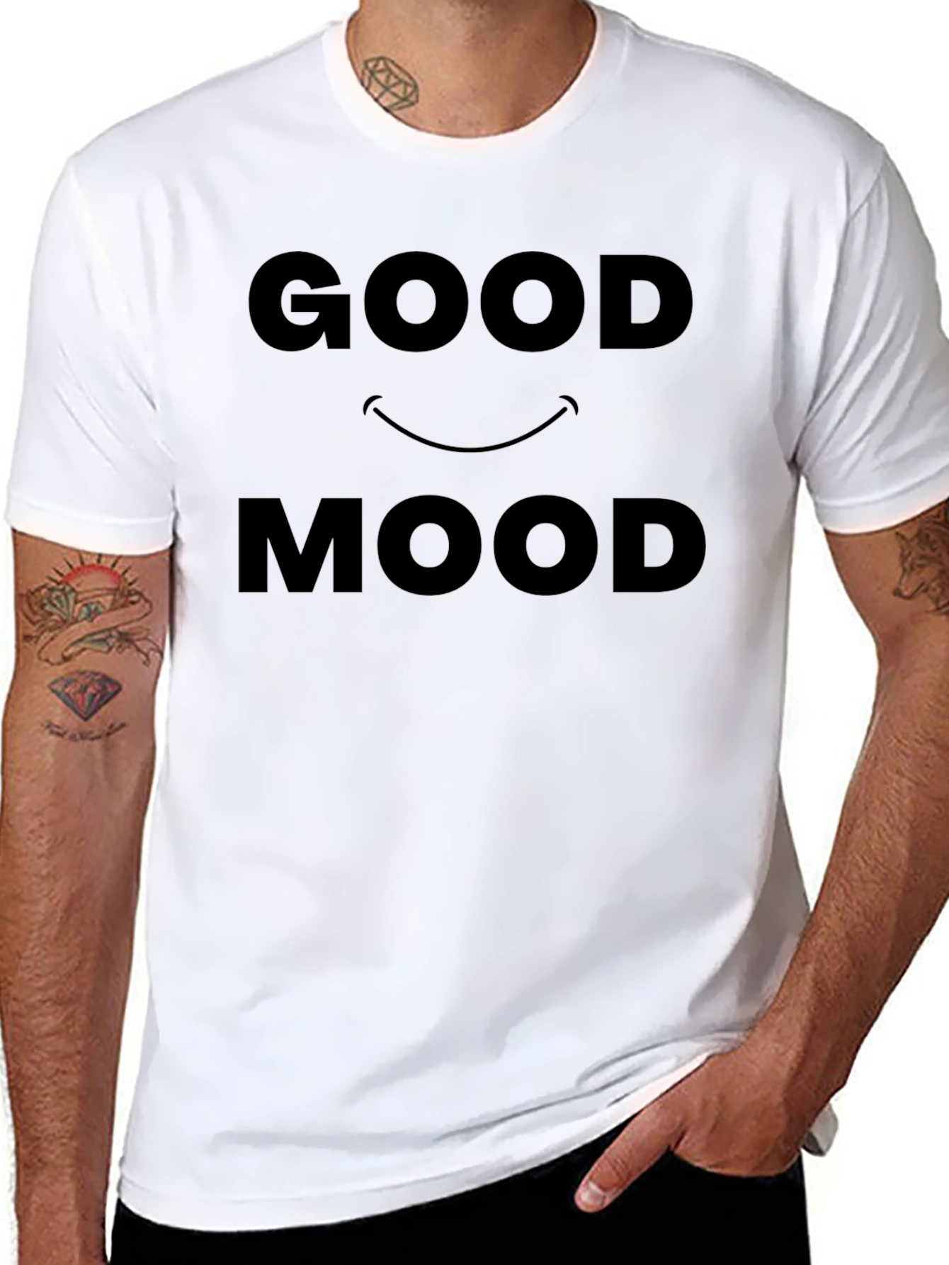 Black Good Mood Graphic Tee -  Unisex Crew Neck T-Shirt view 8