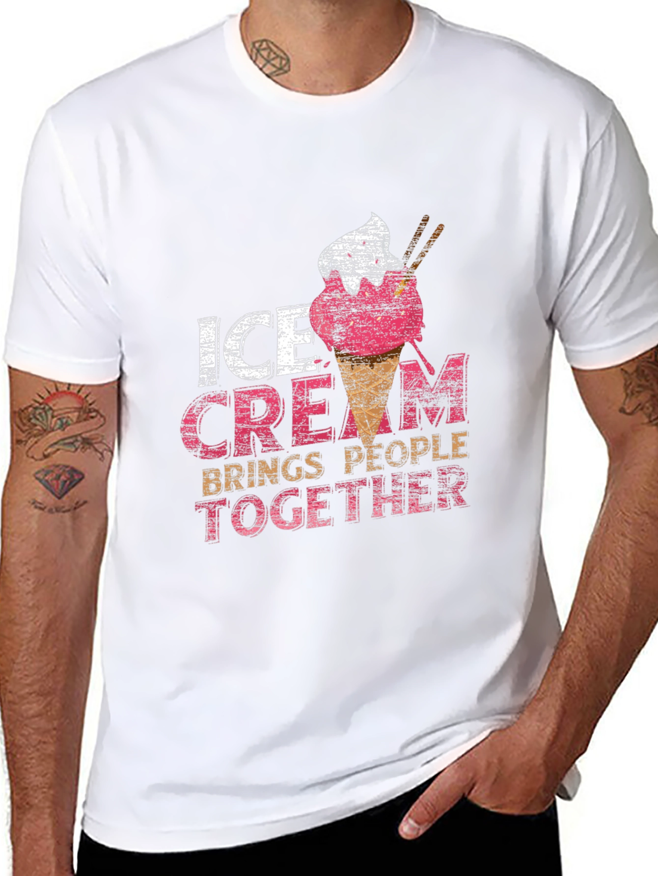 Black Ice Cream Brings People Together Black T-Shirt view 8