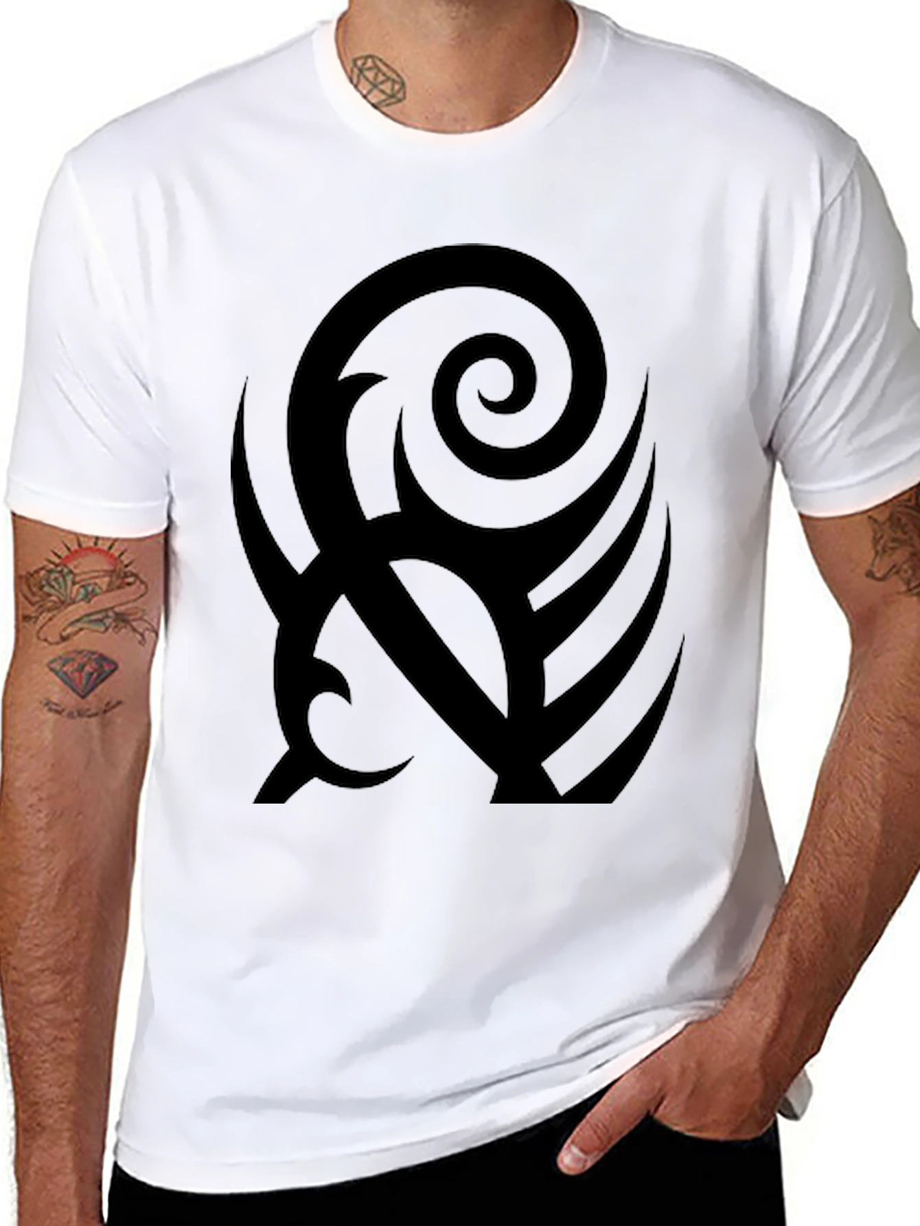 Black Black Tribal Graphic Print T-Shirt view 8