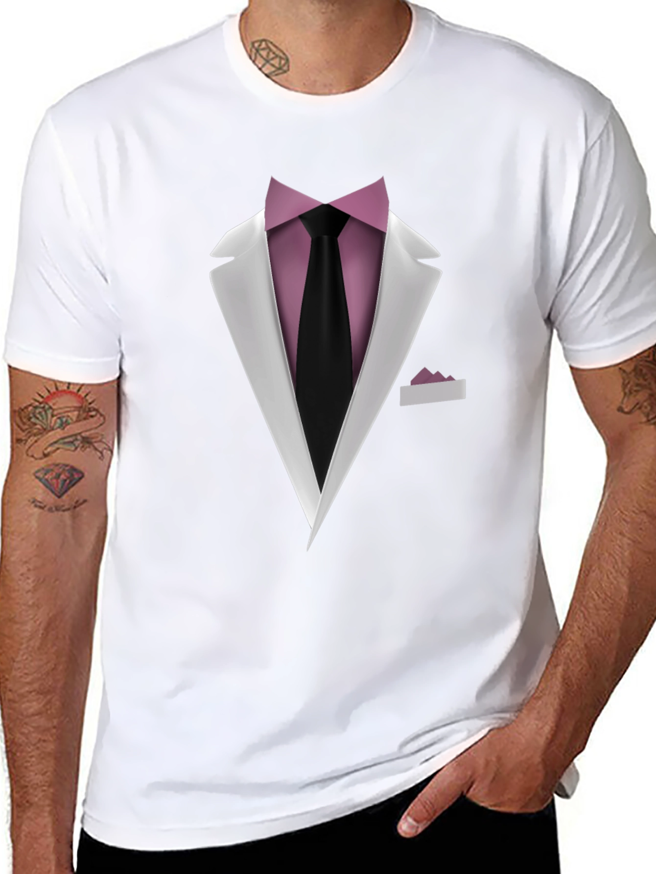 Black Tuxedo T-Shirt - Formal Wear Illusion Tee view 8