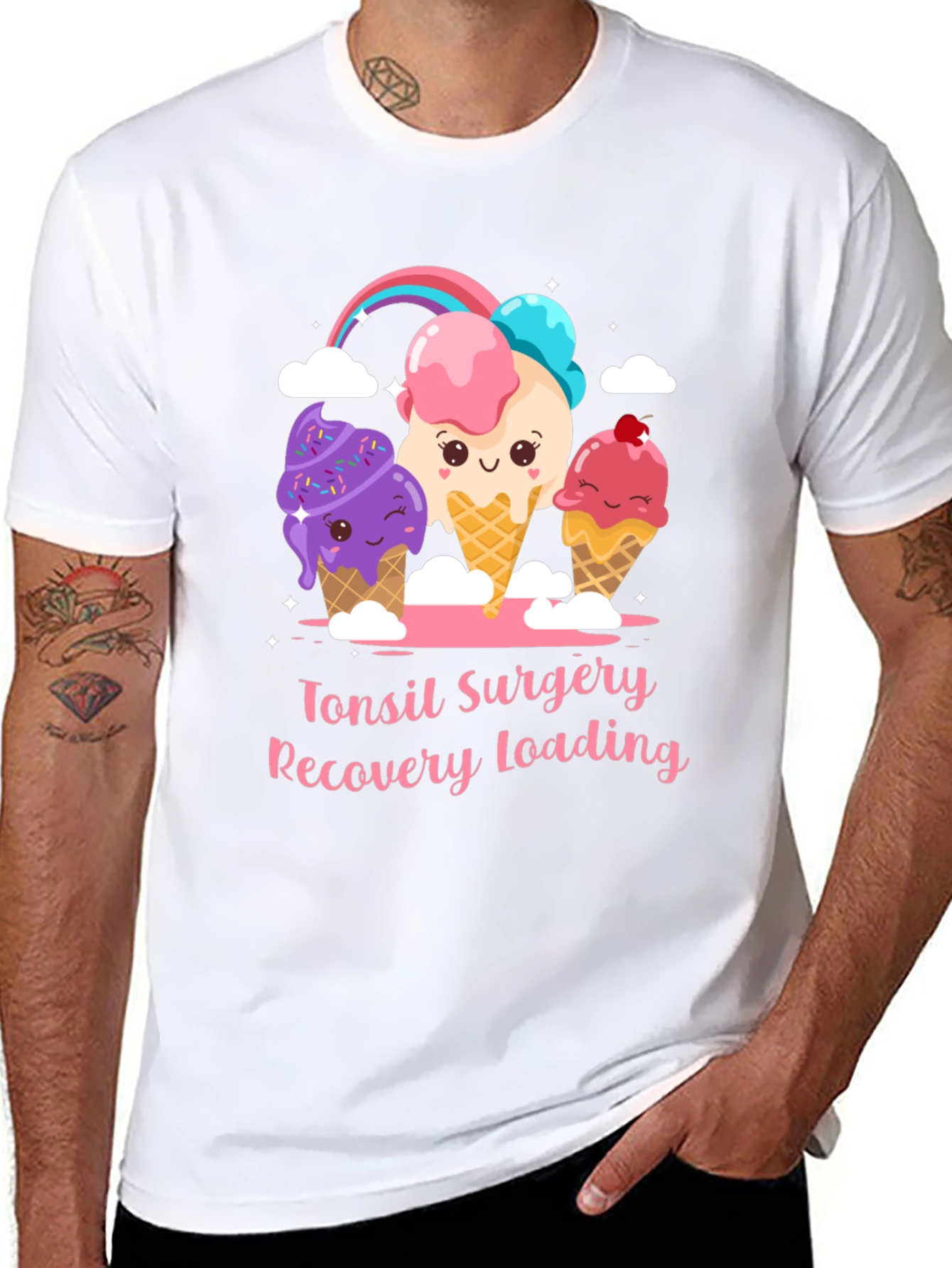 Black Tonsil Surgery Recovery Ice Cream T-Shirt view 8
