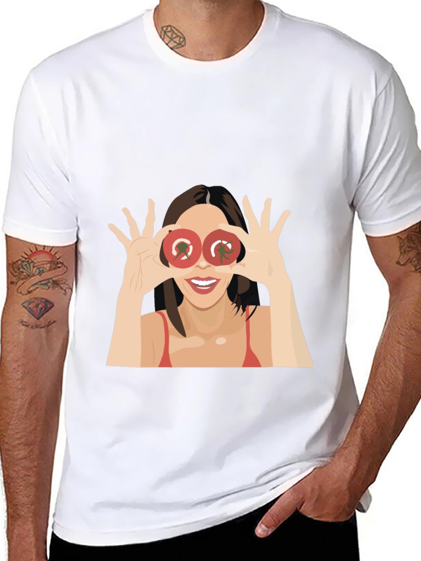 Black Tomato Eyes Graphic Tee - Funny Women's T-Shirt view 8