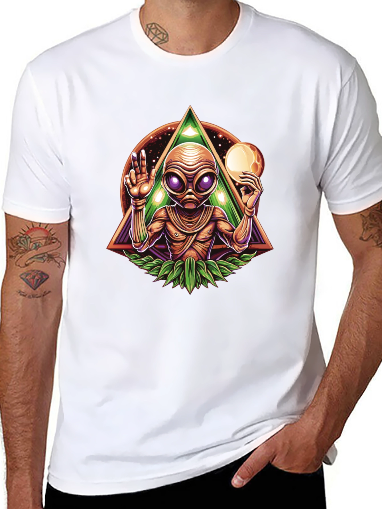 Black Alien Graphic Tee - Third Eye Design T-Shirt view 8