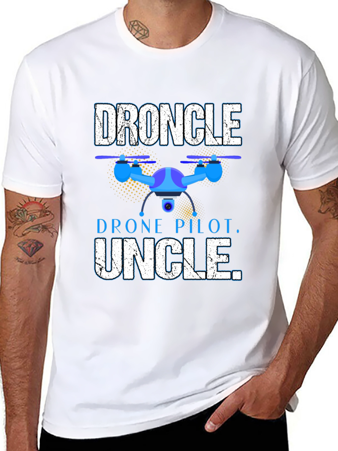 Black Droncle T-Shirt - Drone Pilot Uncle Gift view 8