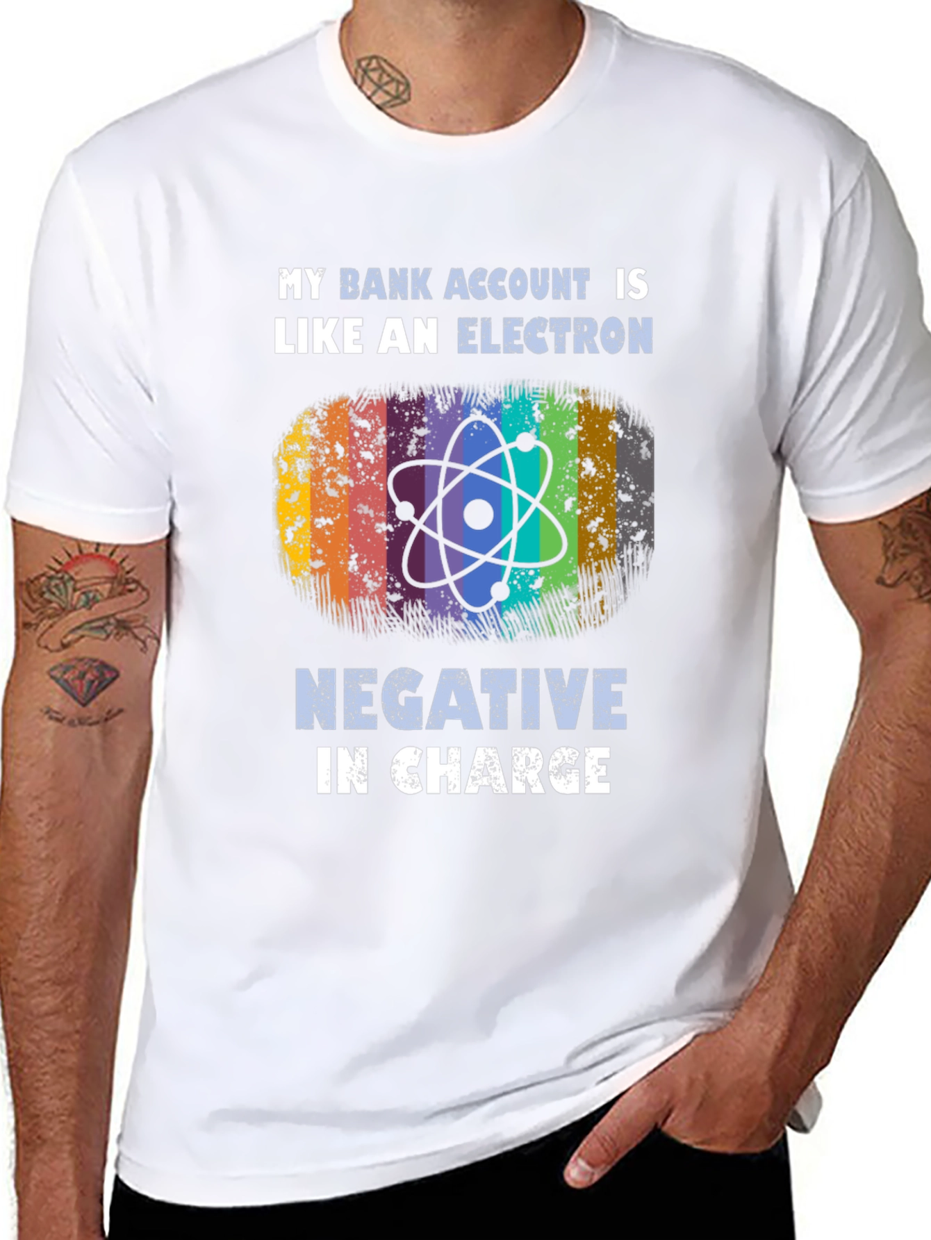 Black My Bank Account is Like an Electron T-Shirt view 8