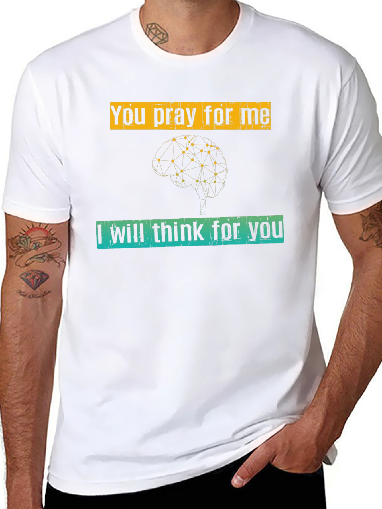 Black Pray & Think Graphic Tee - Unisex Black T-Shirt view 8