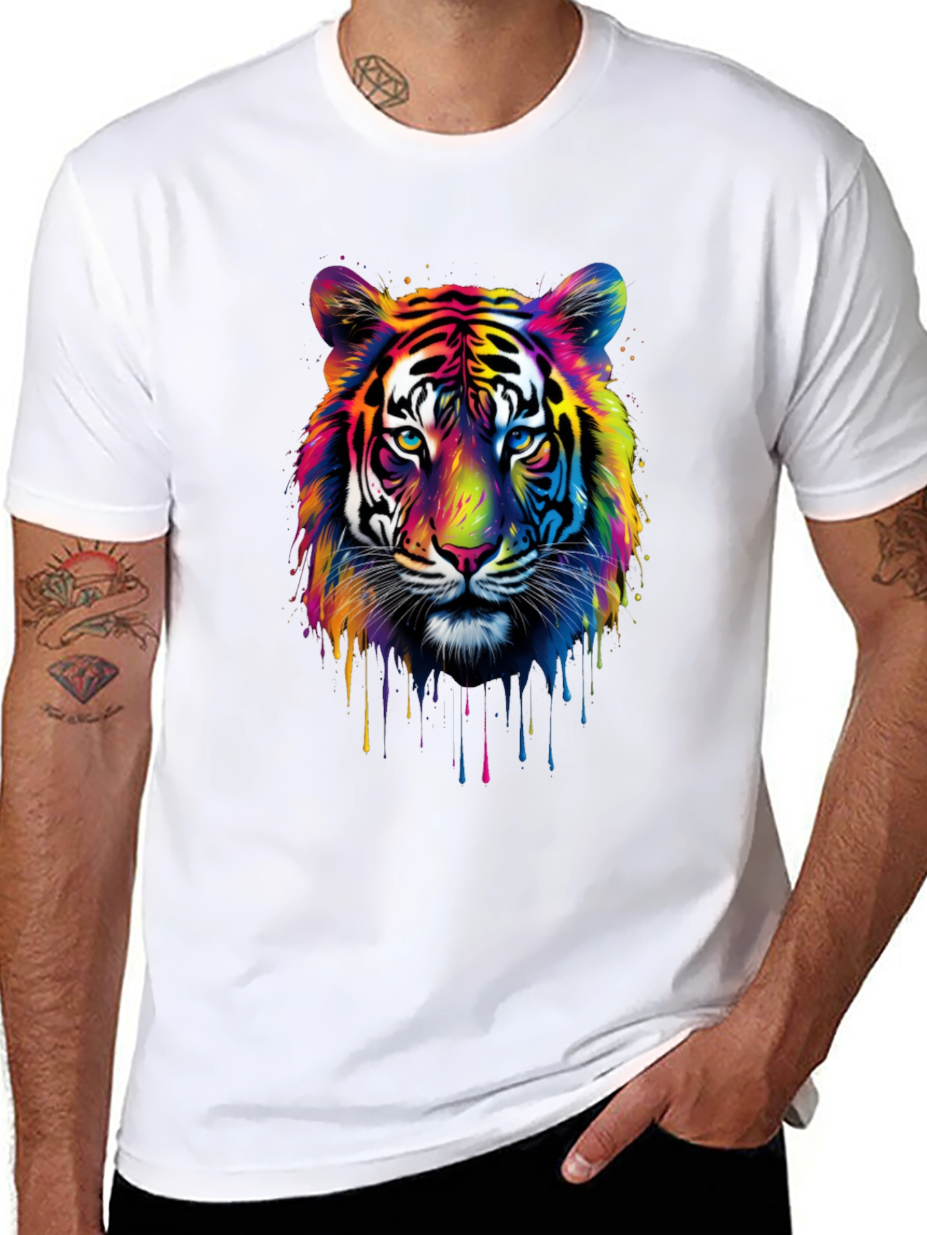 Black Colorful Tiger Graphic T-Shirt view 8