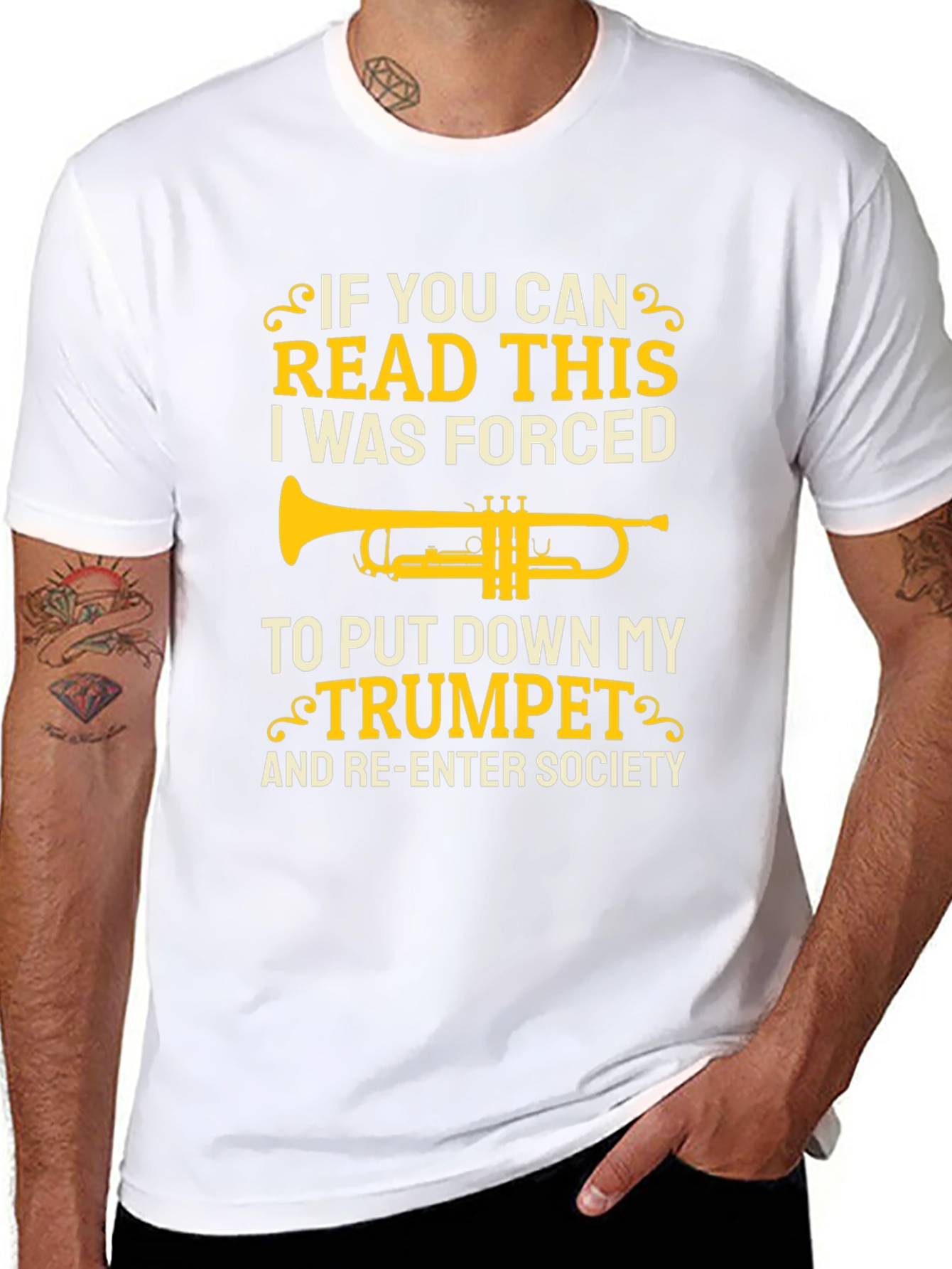 Black If You Can Read This Trumpet Player Black Graphic T-Shirt view 8
