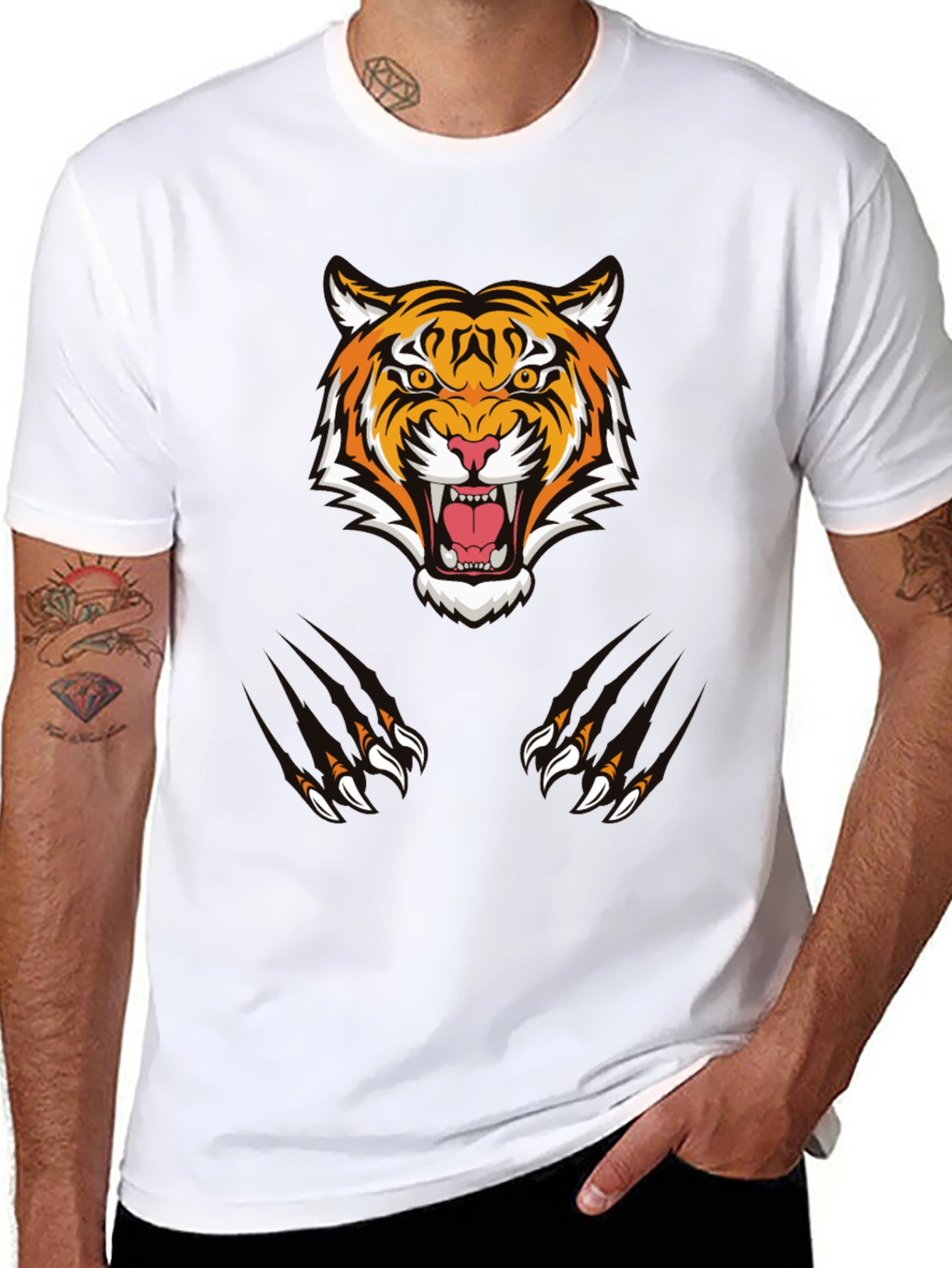 Black Tiger Graphic Tee - Black Cotton Comfort view 8