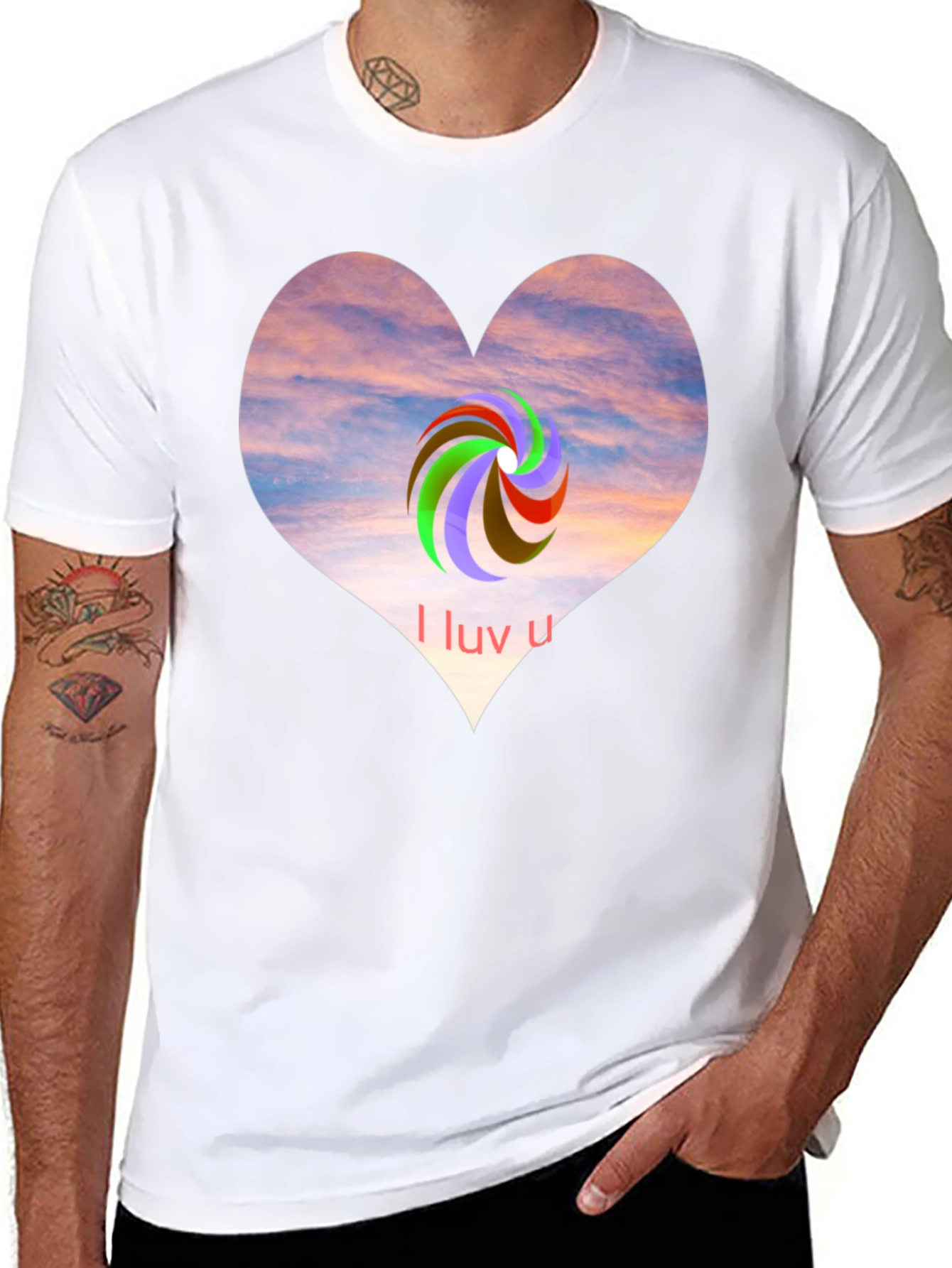 Black I Luv U Heart Graphic Tee - Casual Style view 8