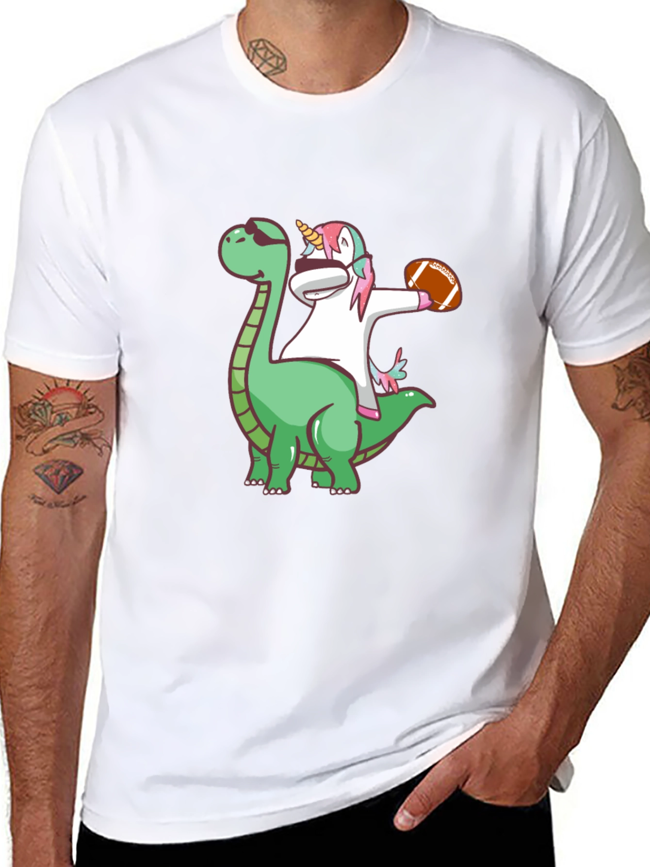 Black Dino Unicorn Football T-Shirt view 8