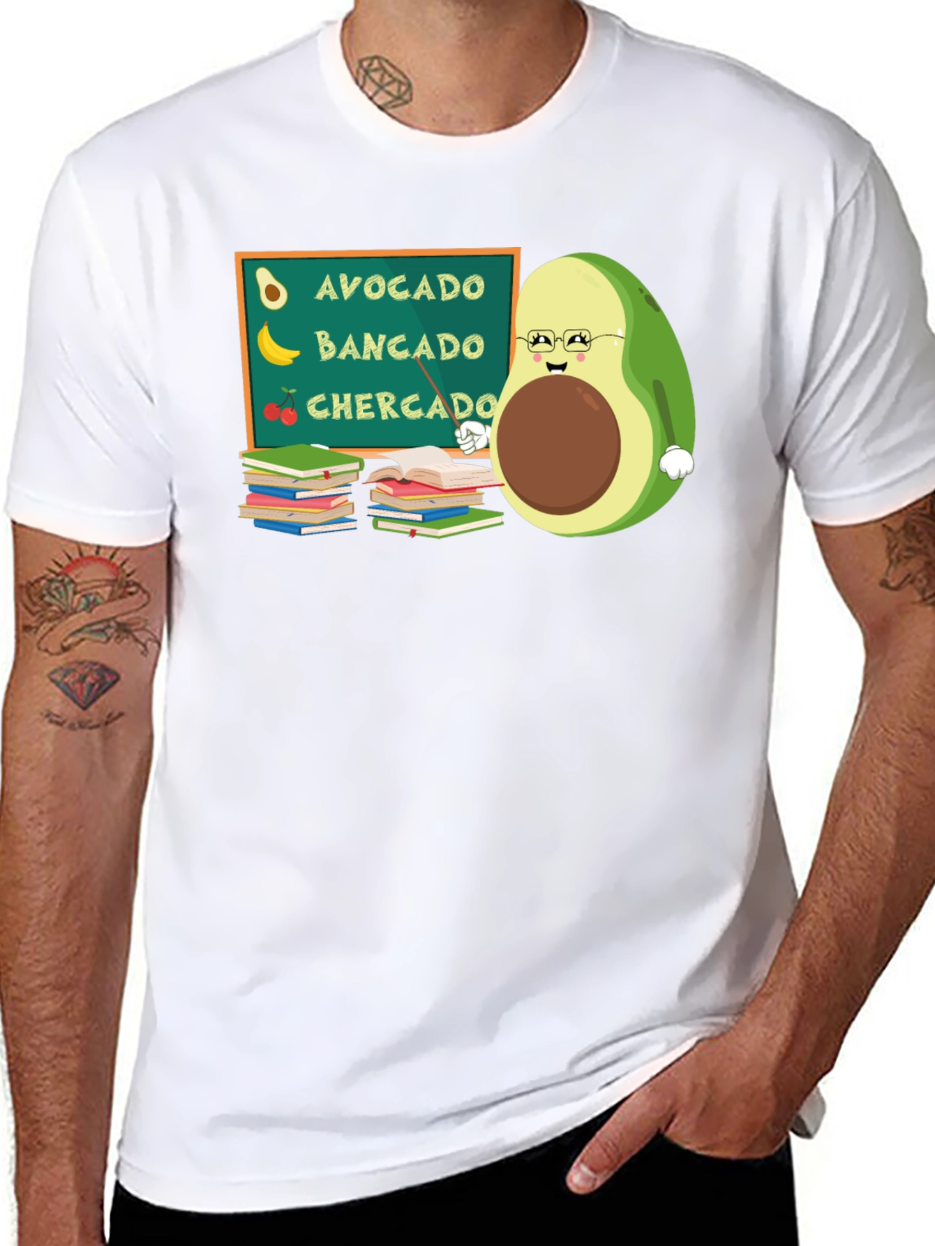 Black Avocado Teacher Funny Graphic Tee view 8