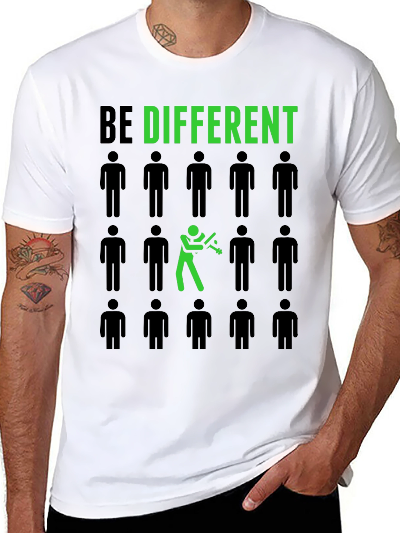 Black Be Different Black T-Shirt view 8
