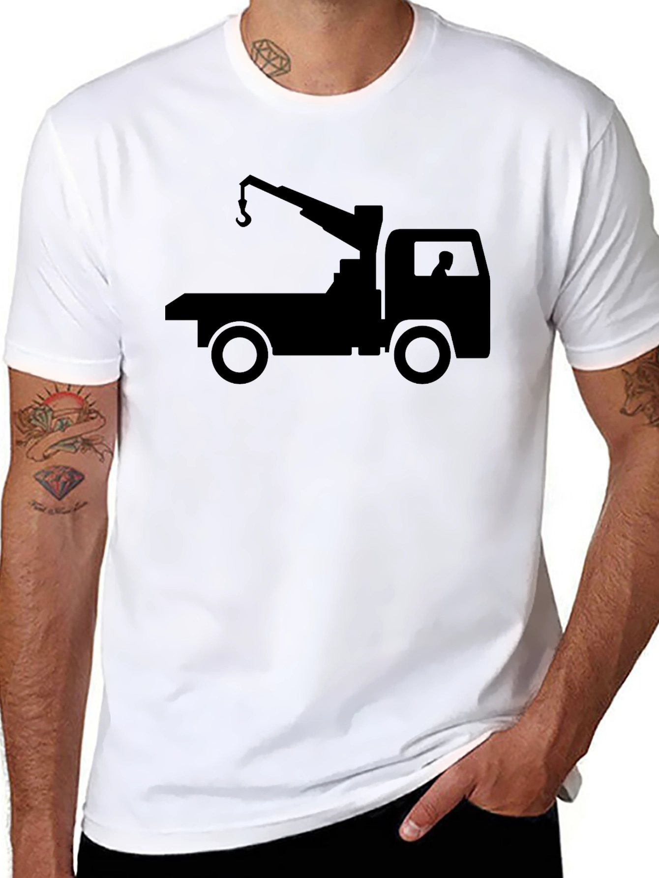 Black Black Crane Truck Graphic Tee - Men's Short Sleeve Crew Neck view 8