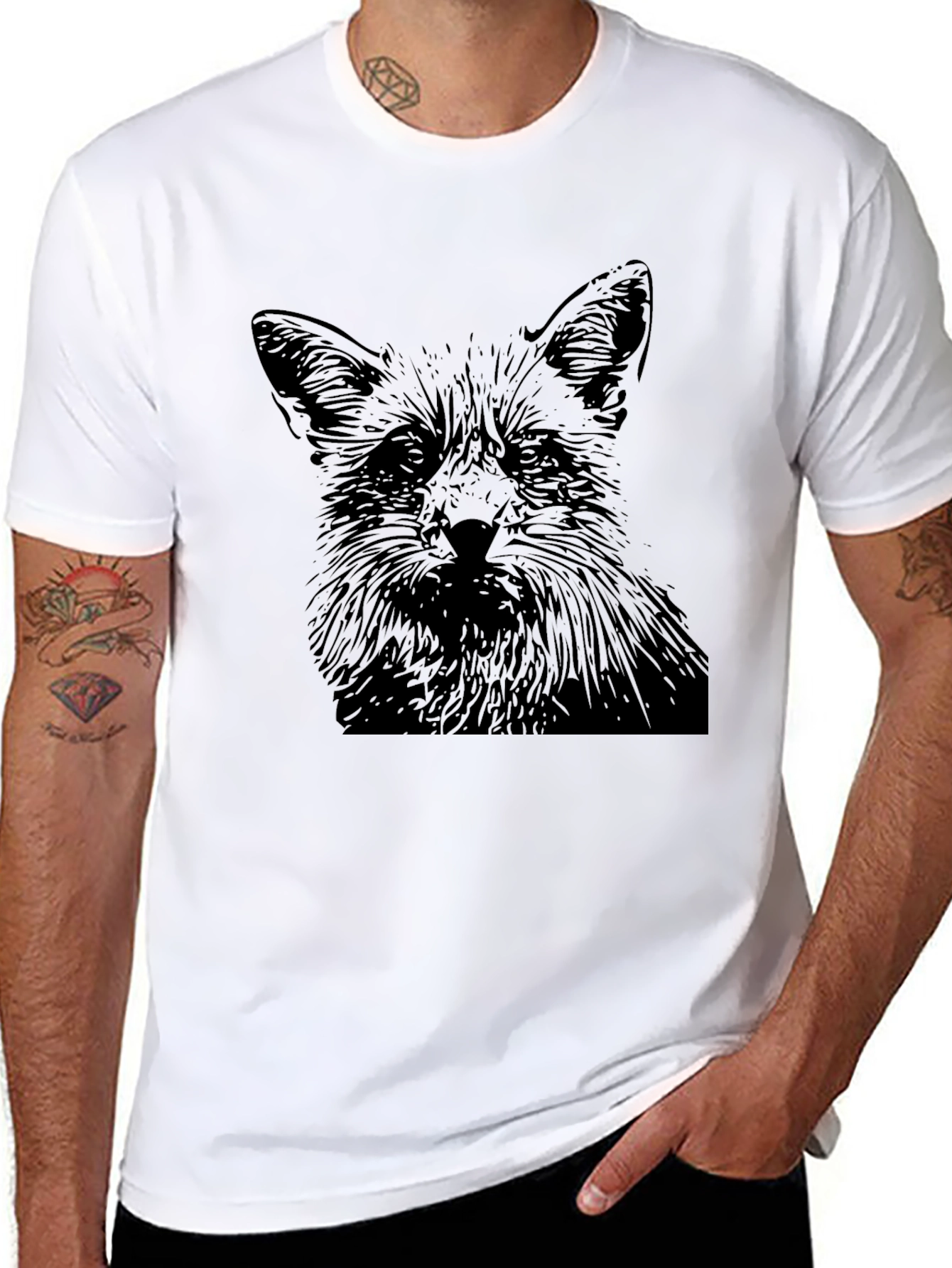 Black Fox Graphic Print Black T-Shirt view 8