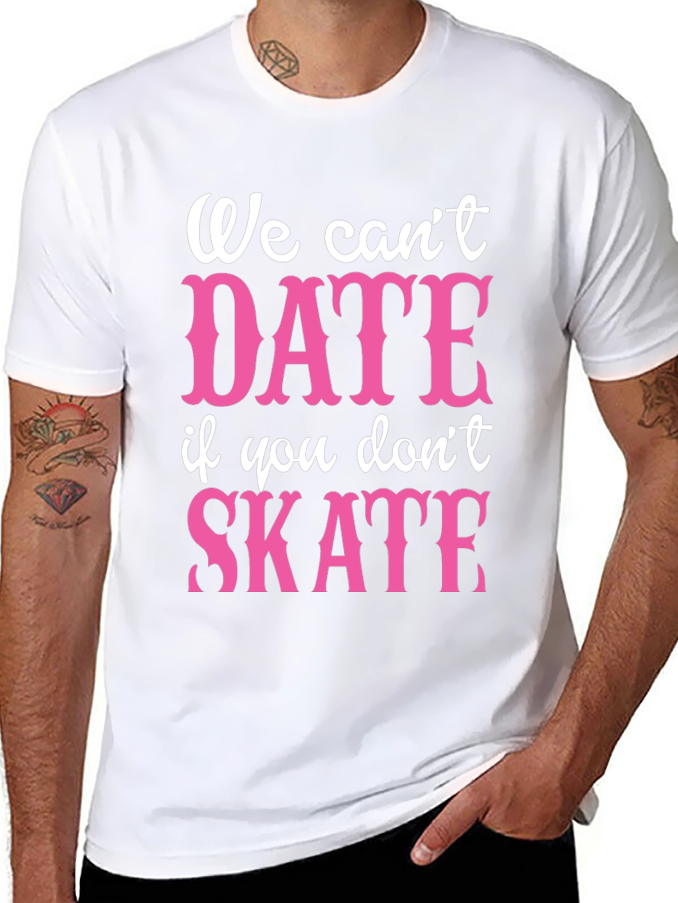 Black Funny Skateboarding T-Shirt - We Can't Date if You Don't Skate view 8