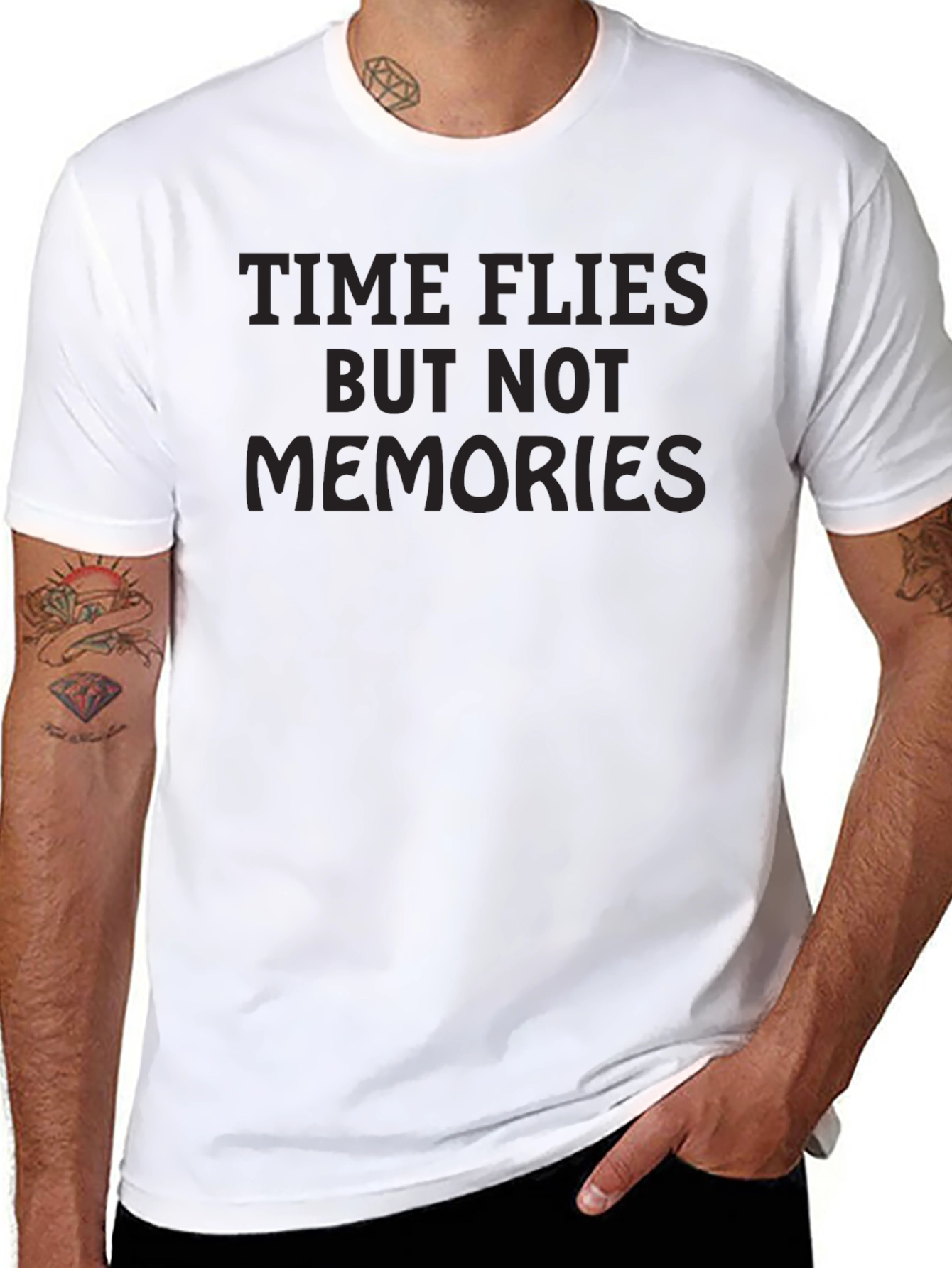 Black Time Flies Graphic Tee - Comfort Black T-Shirt view 8