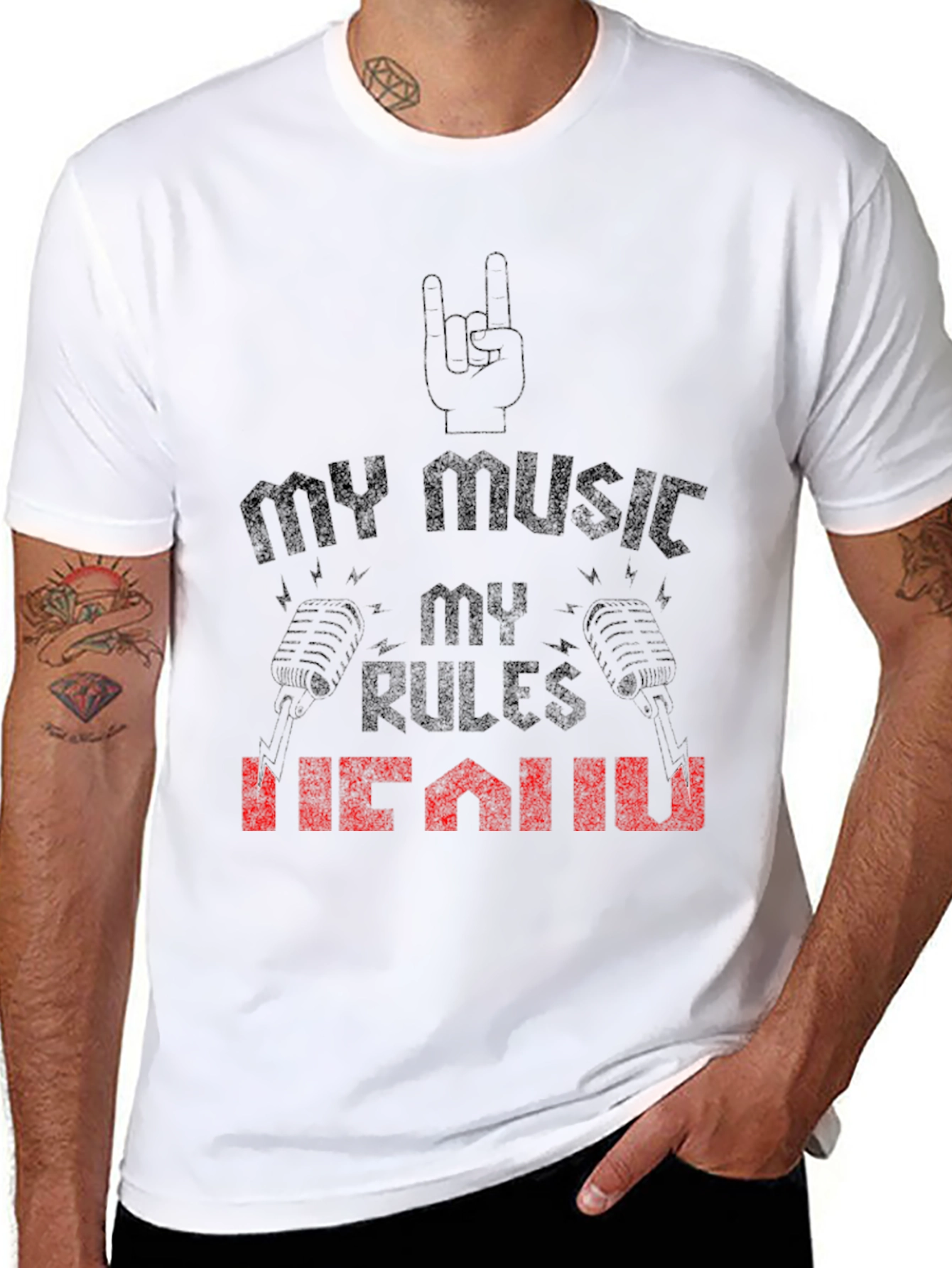 Black My Music My Rules T-Shirt - Rock On! view 8