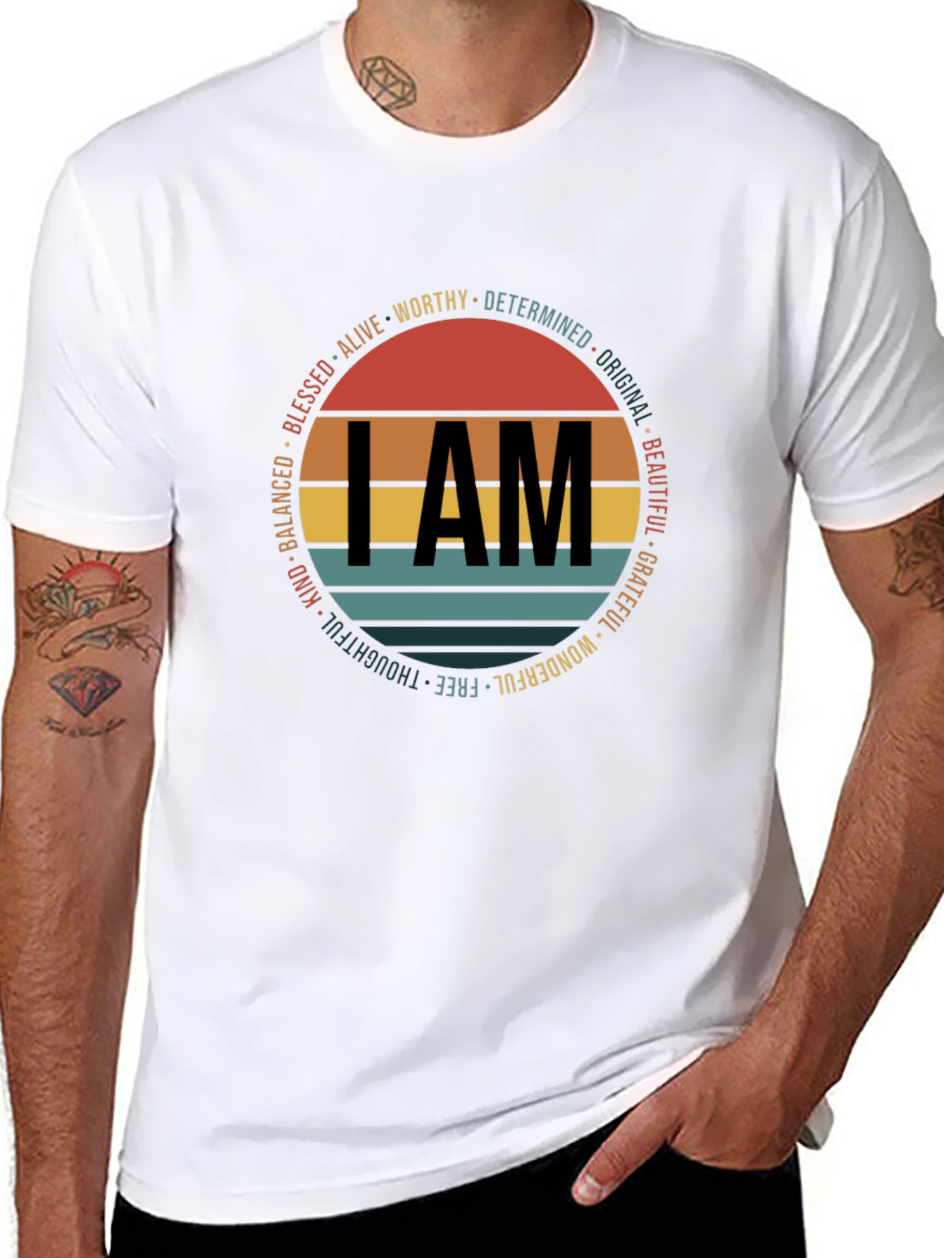 Black I AM Graphic Print Crew Neck T-Shirt view 8
