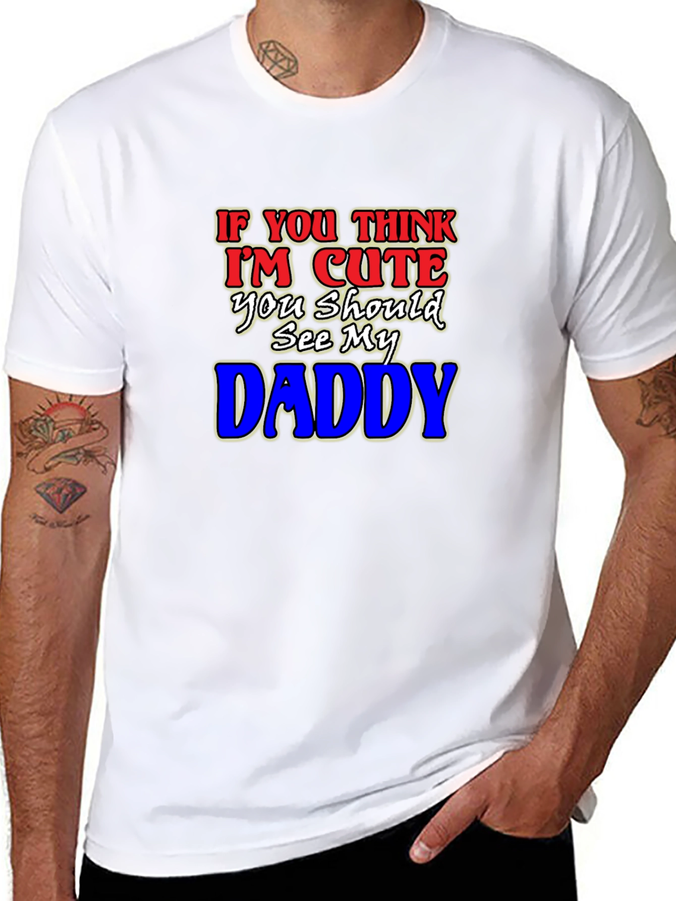 Black Cute Daddy T-Shirt - Humorous Graphic Tee view 8