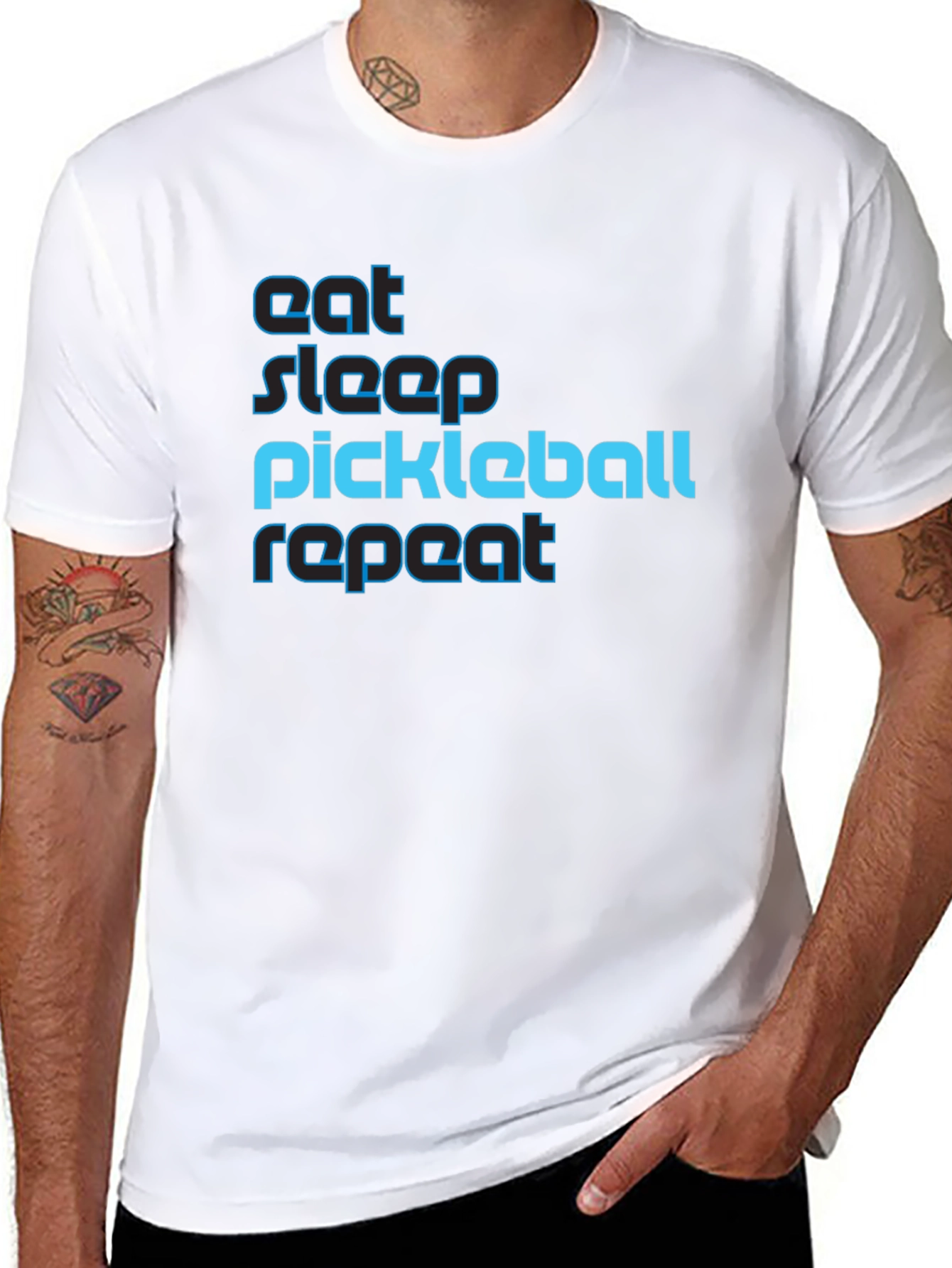 Black Eat Sleep Pickleball Repeat Graphic Tee view 8