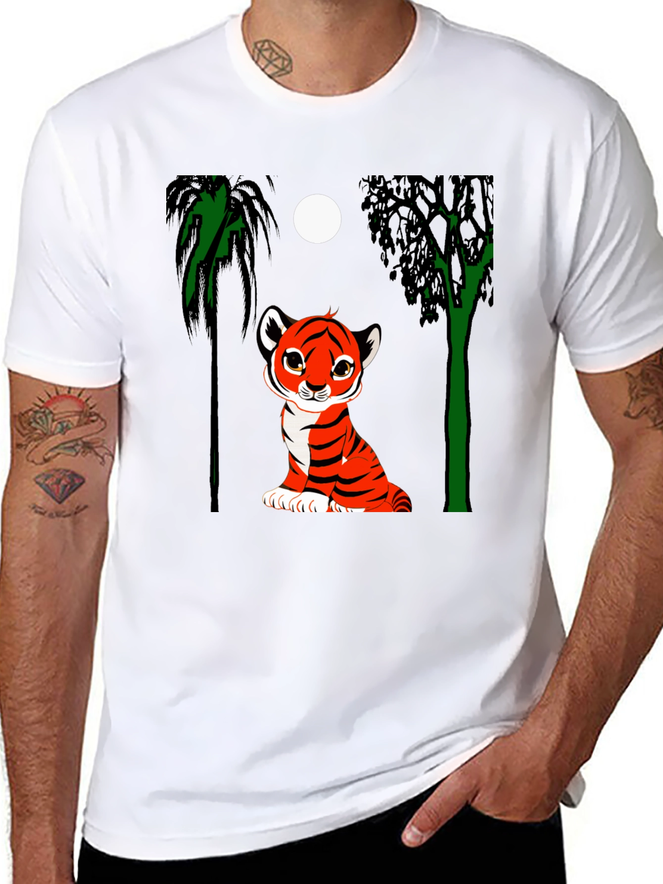Black Cute Tiger Cub Graphic Tee - Black view 8