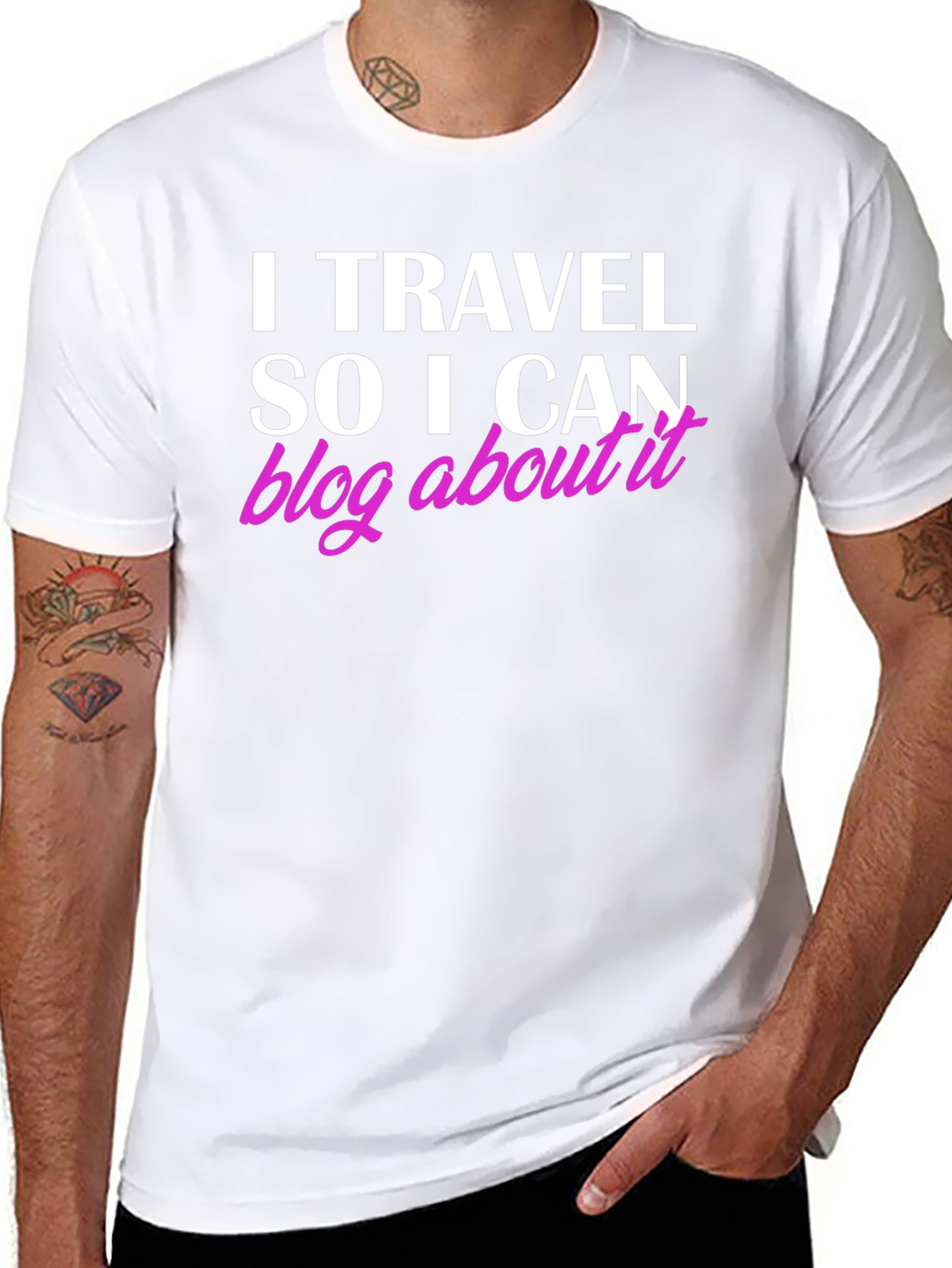Black I Travel So I Can Blog About It Black T-Shirt view 8