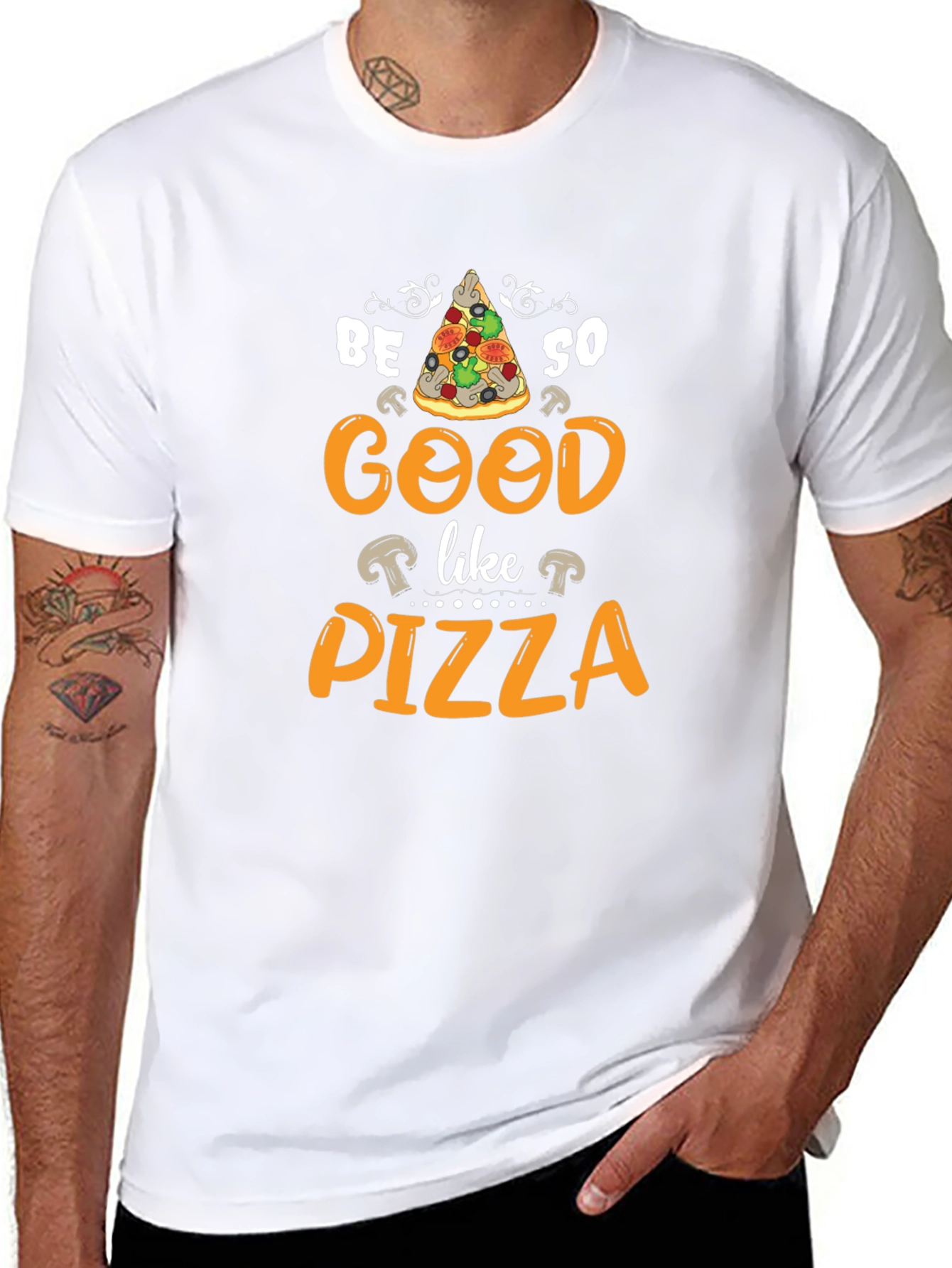 Black Be So Good Like Pizza Graphic T-Shirt view 8