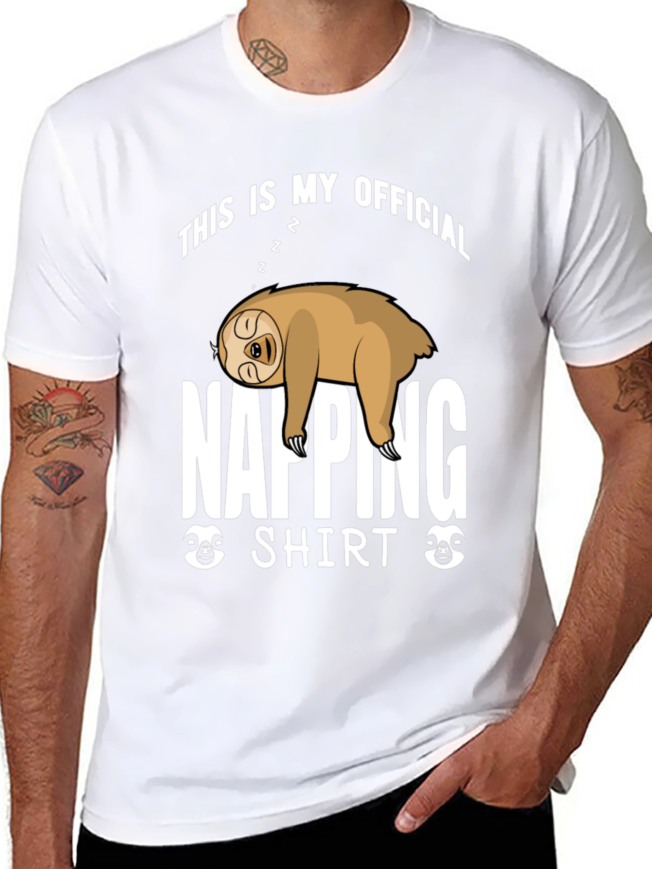 Black Napping Sloth Graphic T-Shirt - Official Napping Shirt view 8