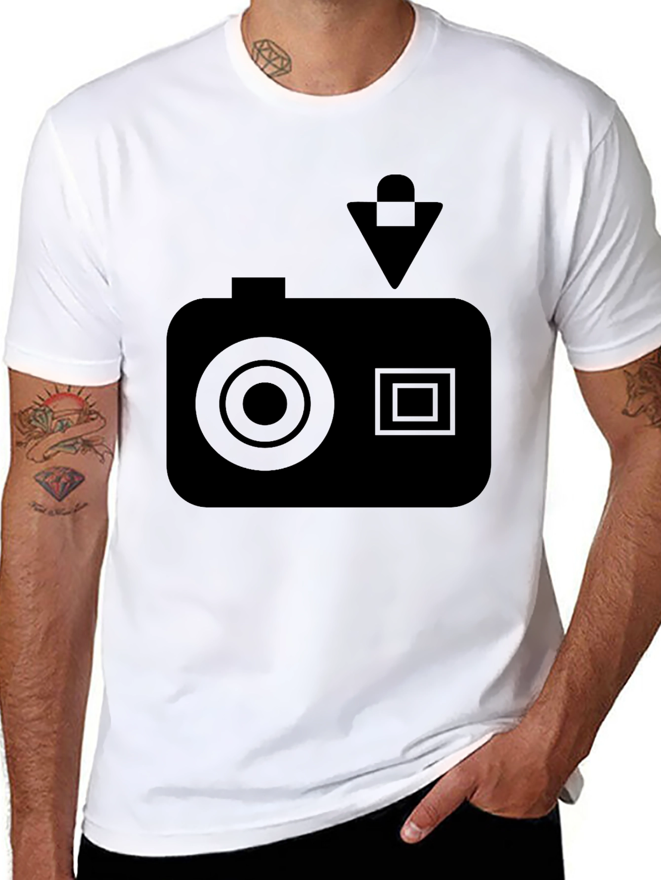 Black Camera Graphic T-Shirt - Cool Casual Style view 8