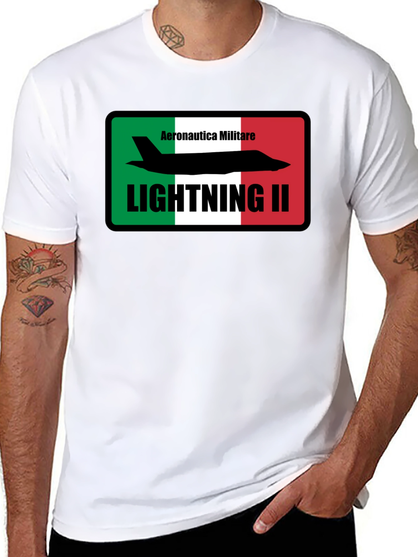 Black Aeronautica Militare Lightning II T-Shirt - Black view 8