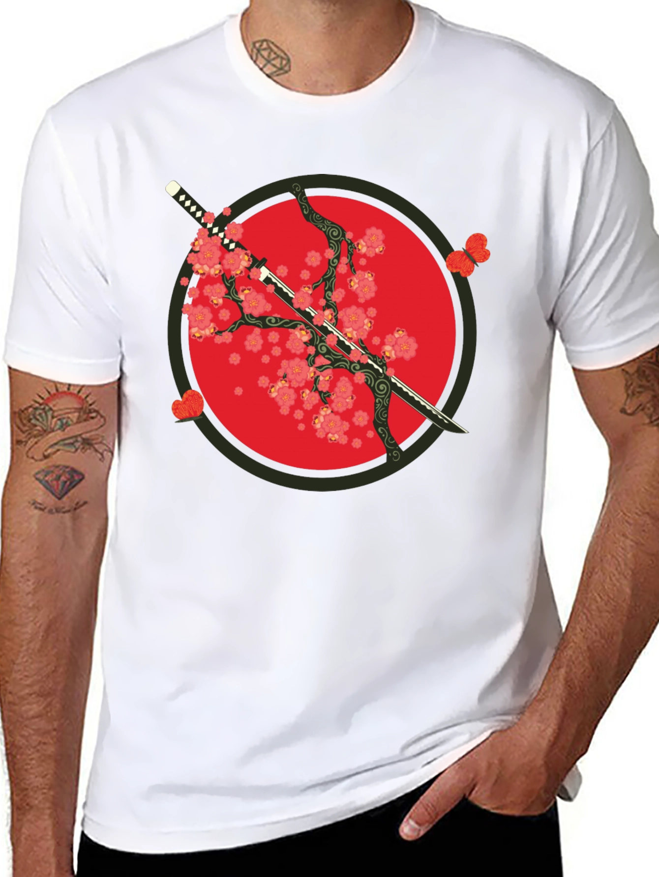Black Katana & Blossom Graphic Tee view 8