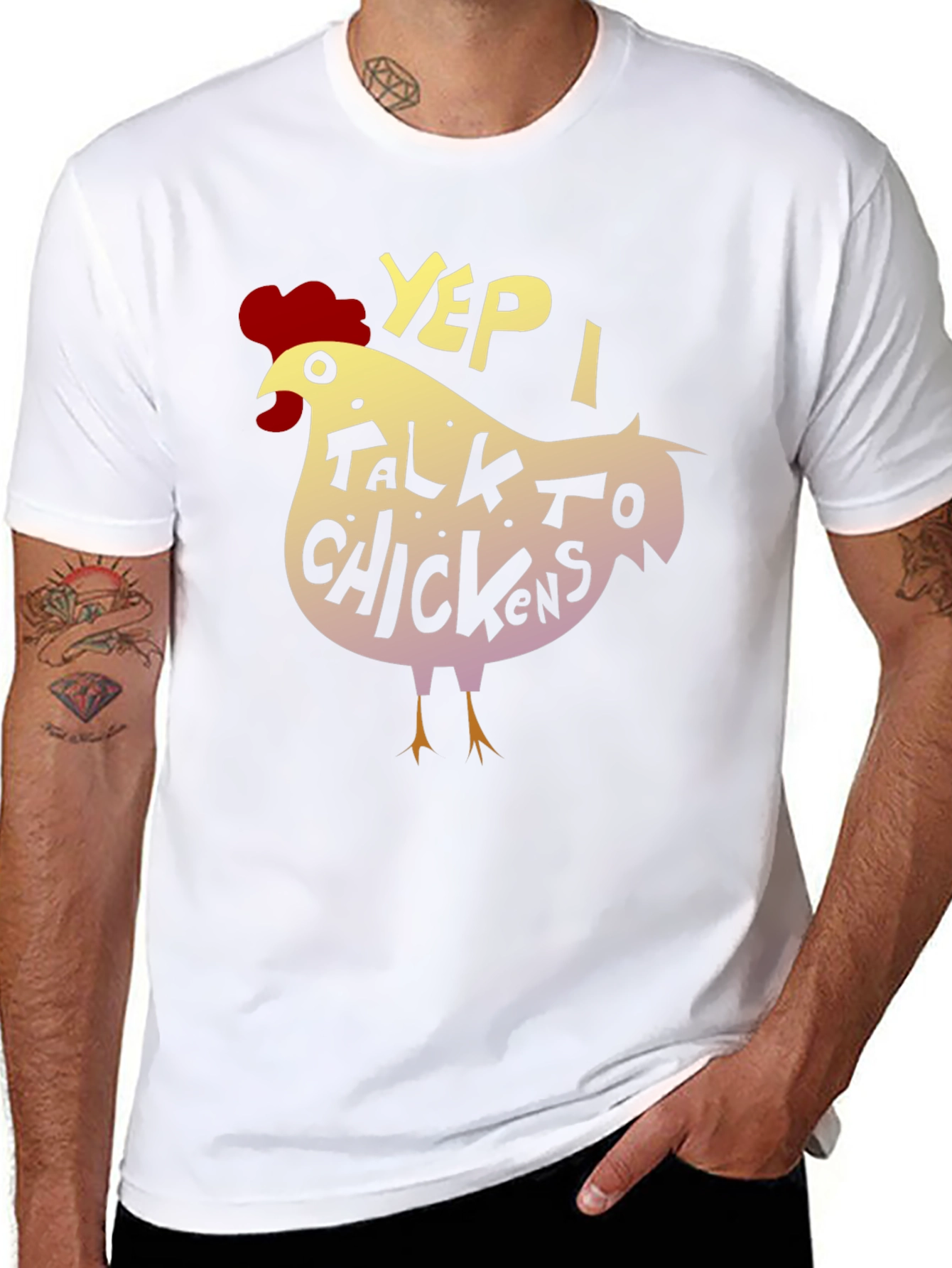 Black Yep, I Talk to Chickens - Novelty Graphic T-Shirt view 8