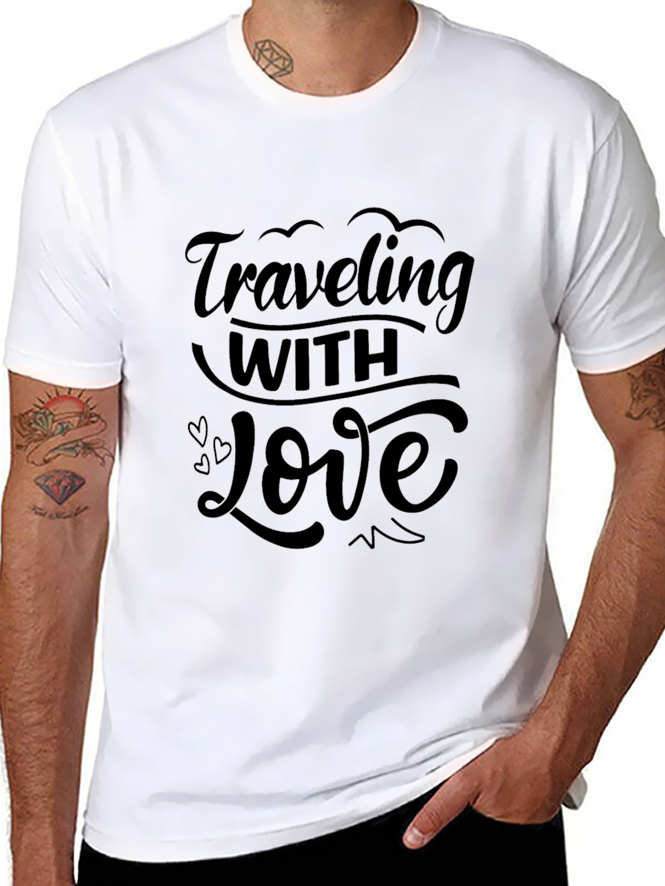 Black Traveling with Love Black T-Shirt view 8