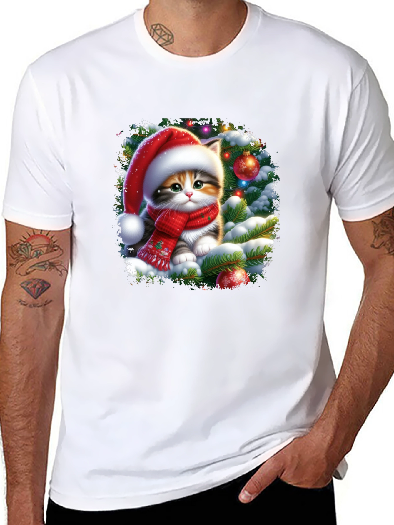 Festive Kitten Christmas T-Shirt - 8