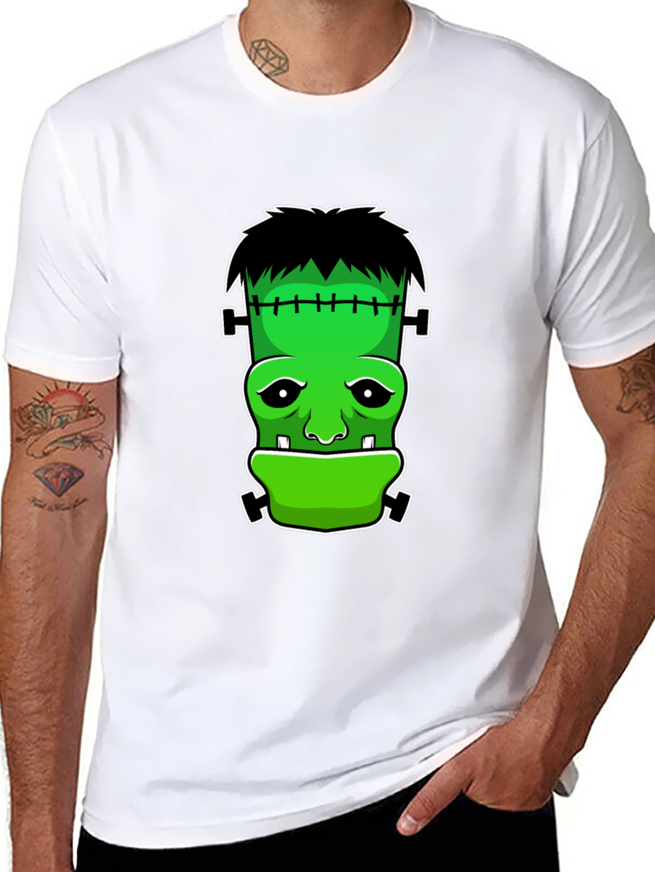 Black Frankenstein Graphic T-Shirt - Halloween Tee view 8