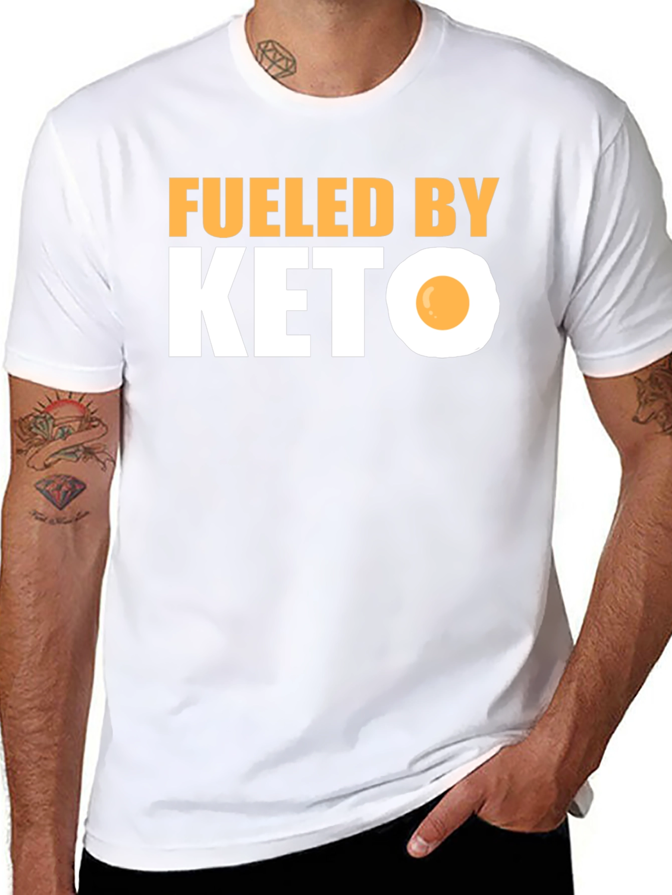 Black Fueled By Keto T-Shirt Funny Diet Tee view 8